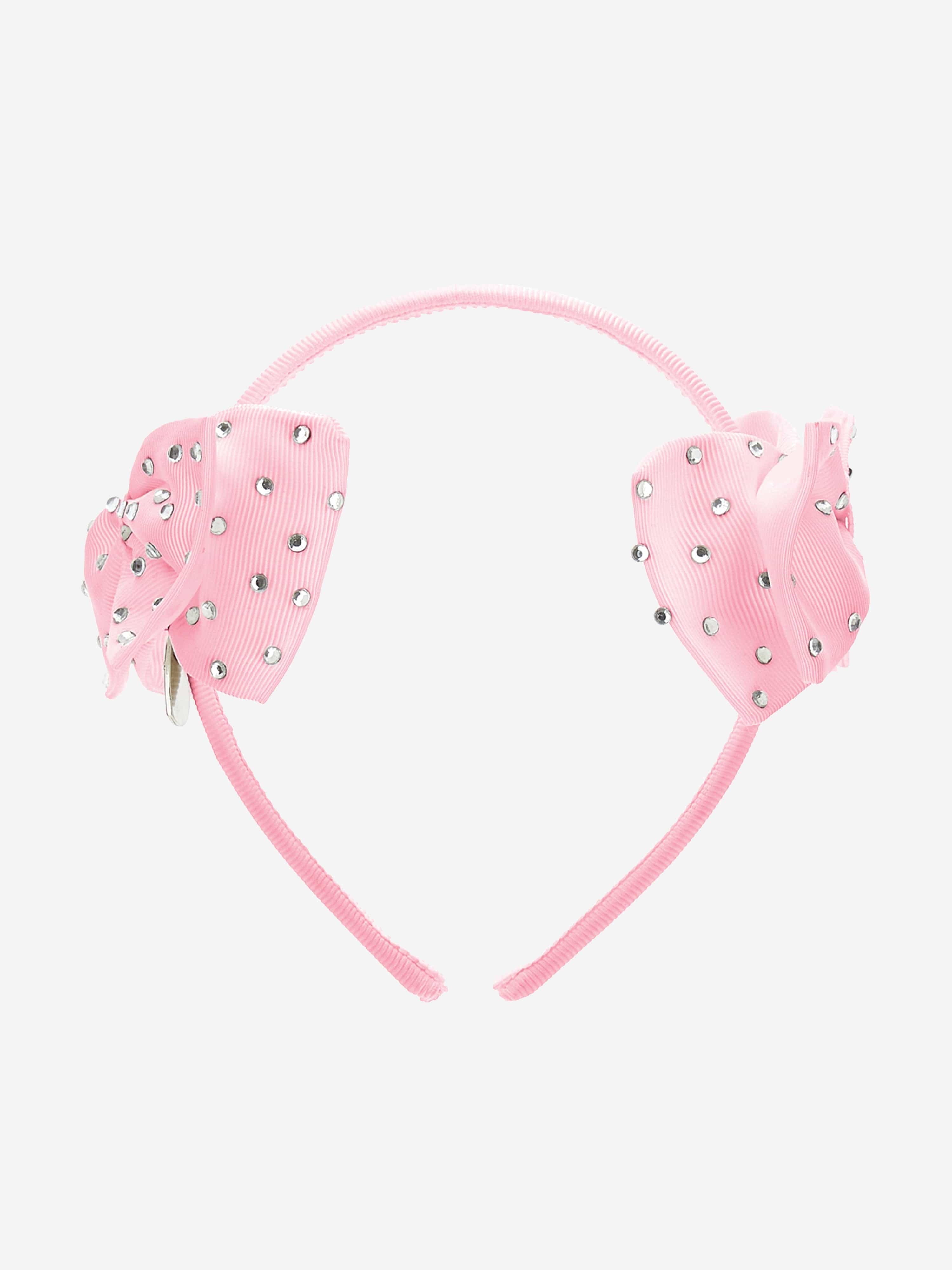 Monnalisa Girls Diamante Bow Headband in Pink