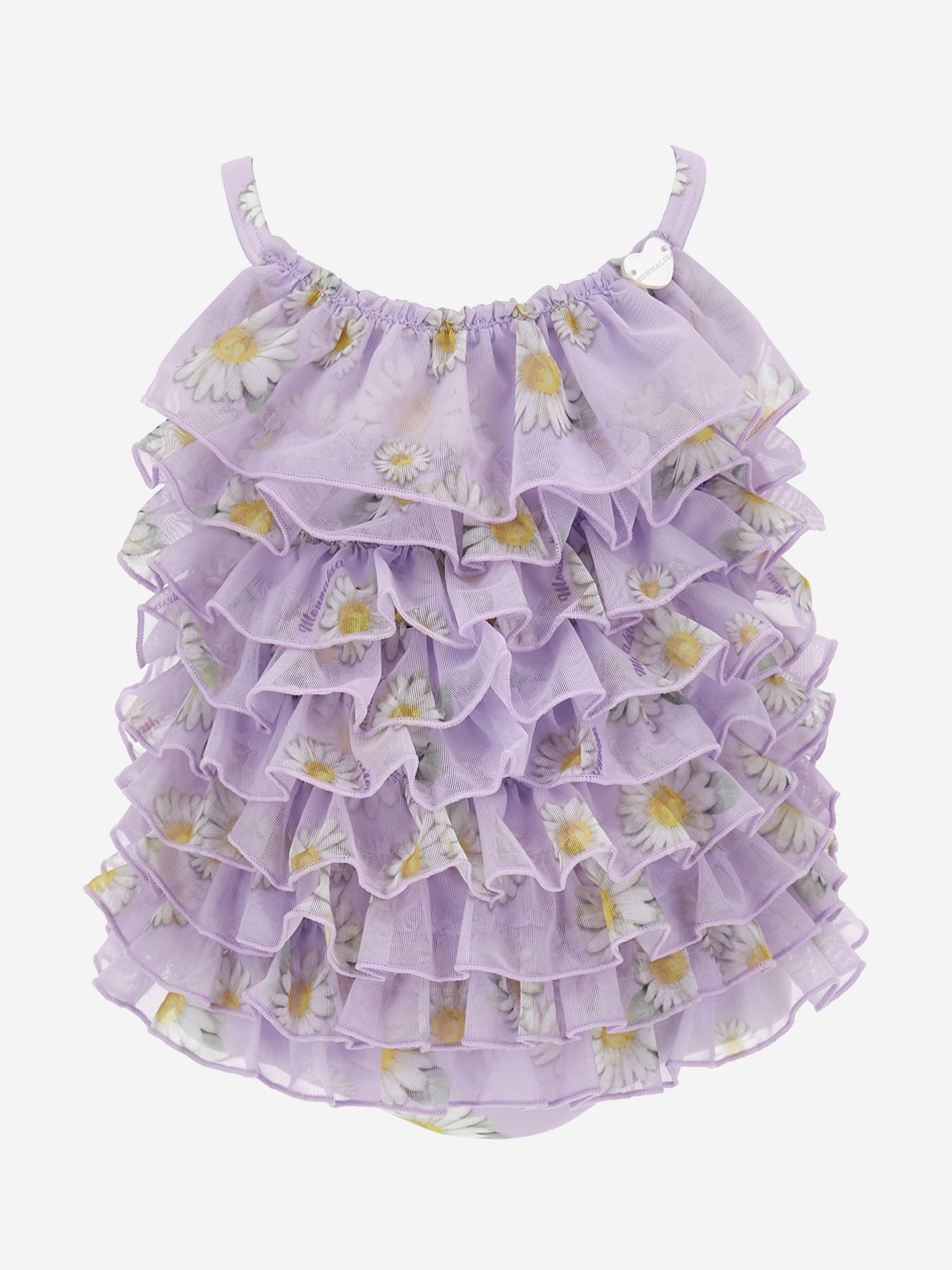 Monnalisa Baby Girls Daisy Tulle Swimsuit in Purple