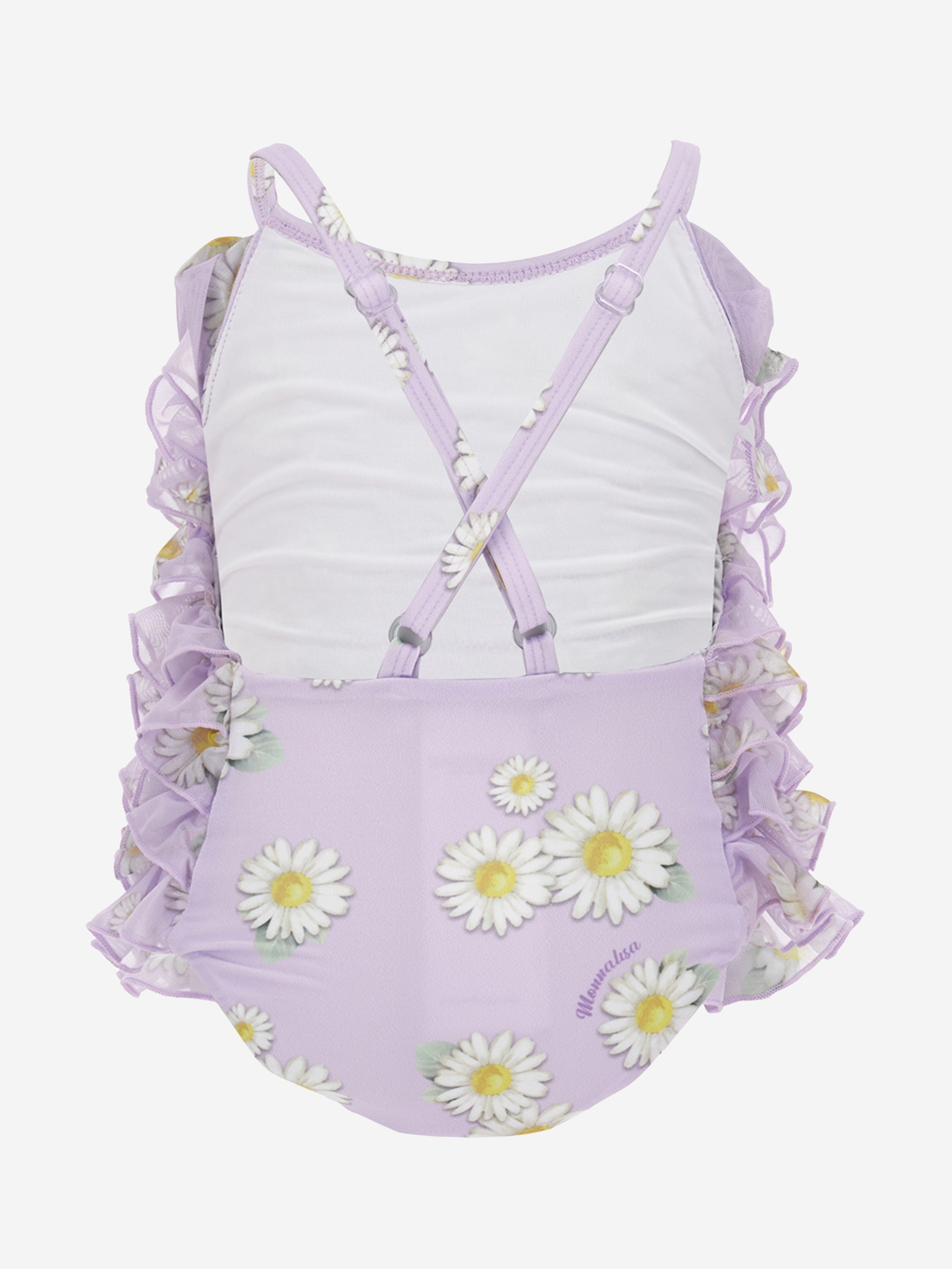 Monnalisa Baby Girls Daisy Tulle Swimsuit in Purple