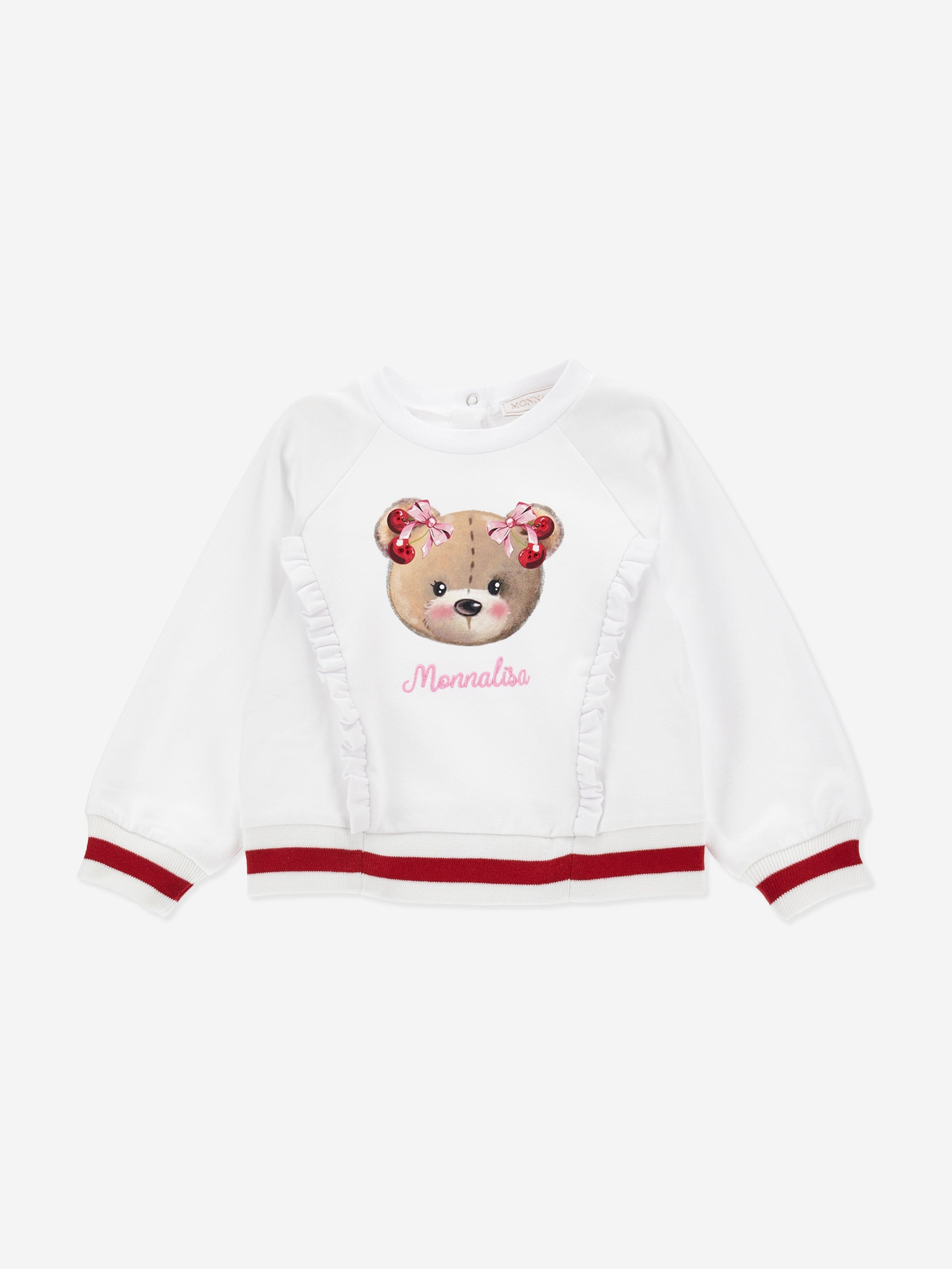 Monnalisa Baby Girls Bear Sweatshirt in White