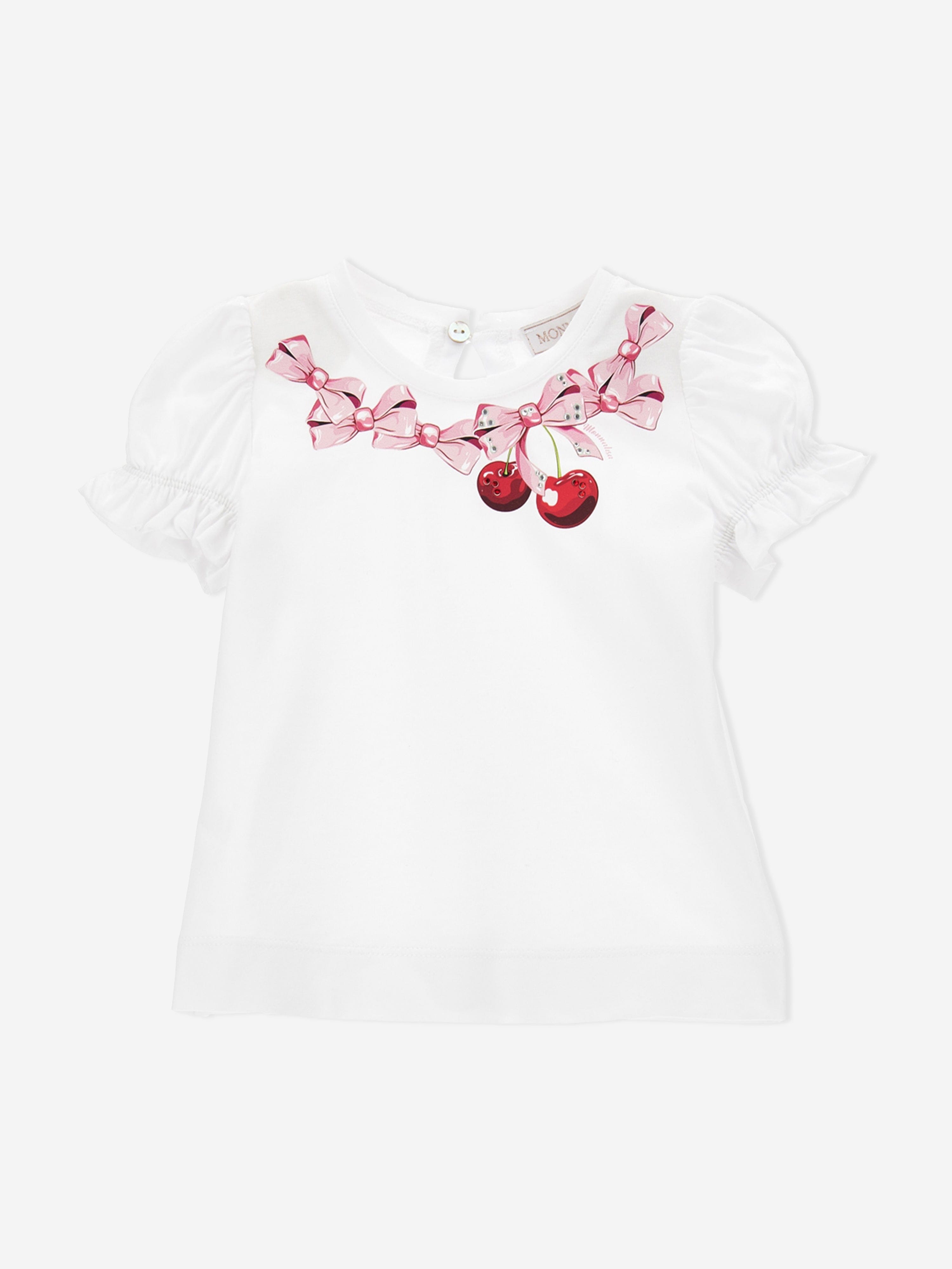 Monnalisa Baby Girls Cherries T-Shirt in White