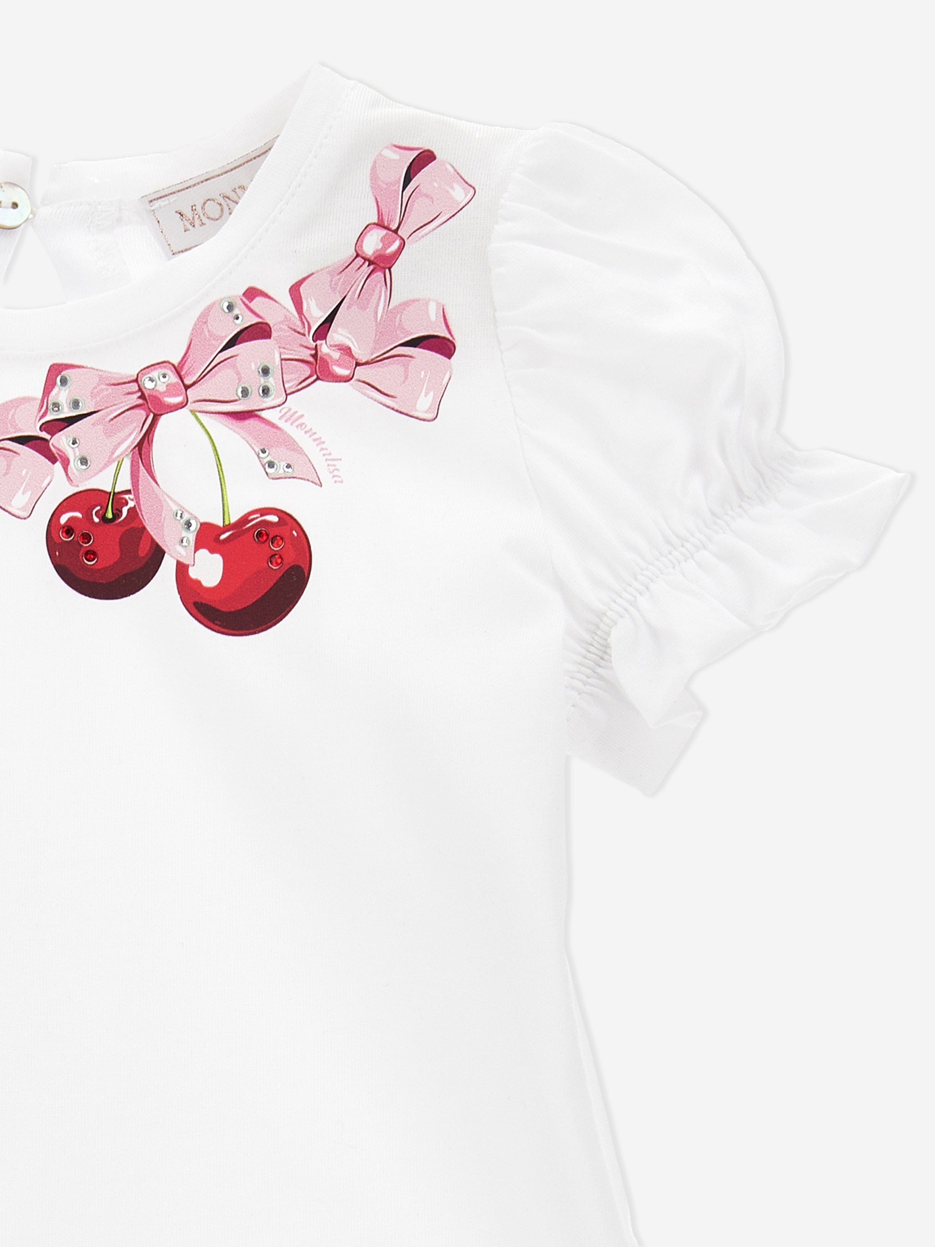 Monnalisa Baby Girls Cherries T-Shirt in White