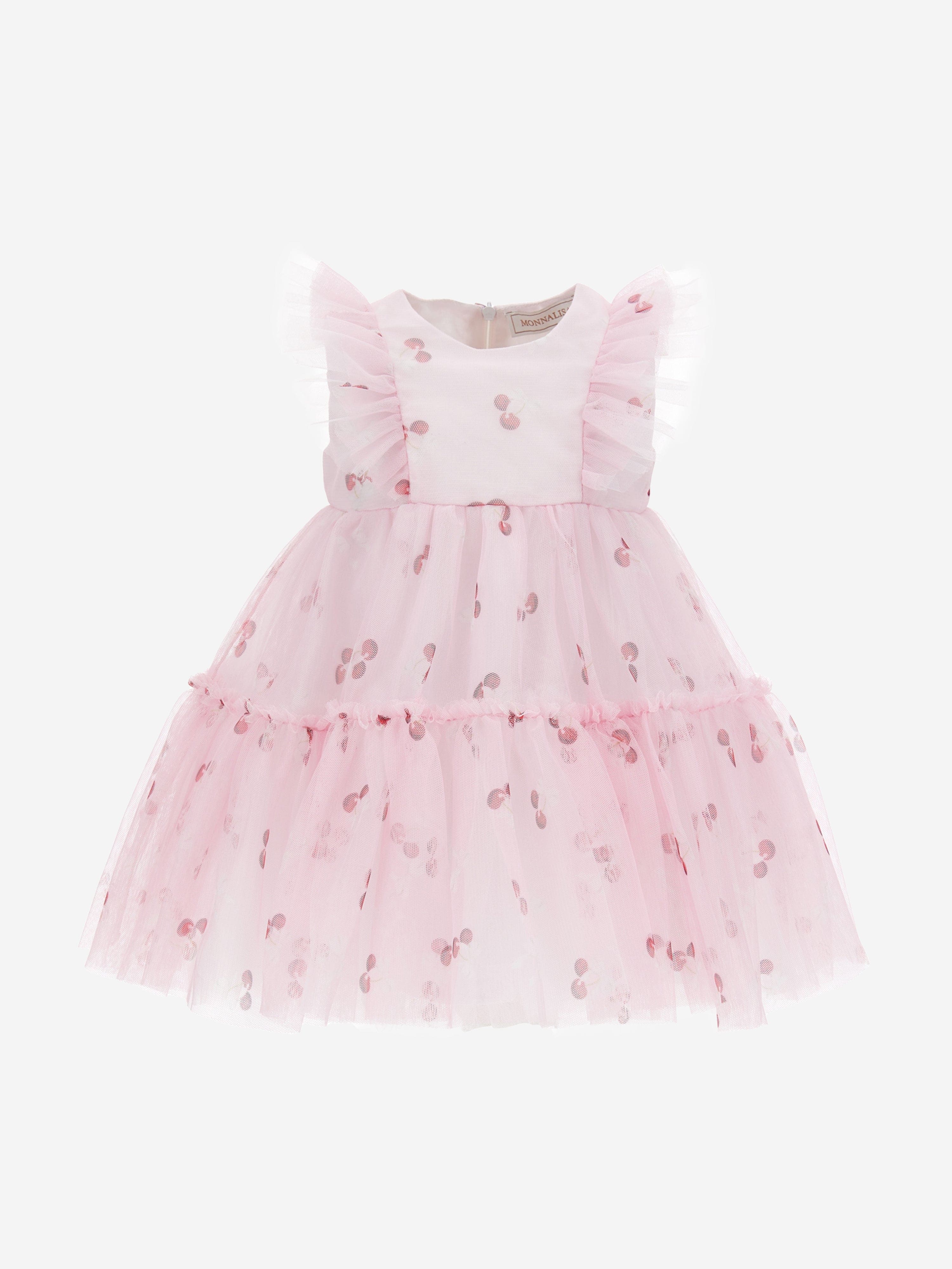 Monnalisa Baby Girls Cherries Tulle Dress in Pink