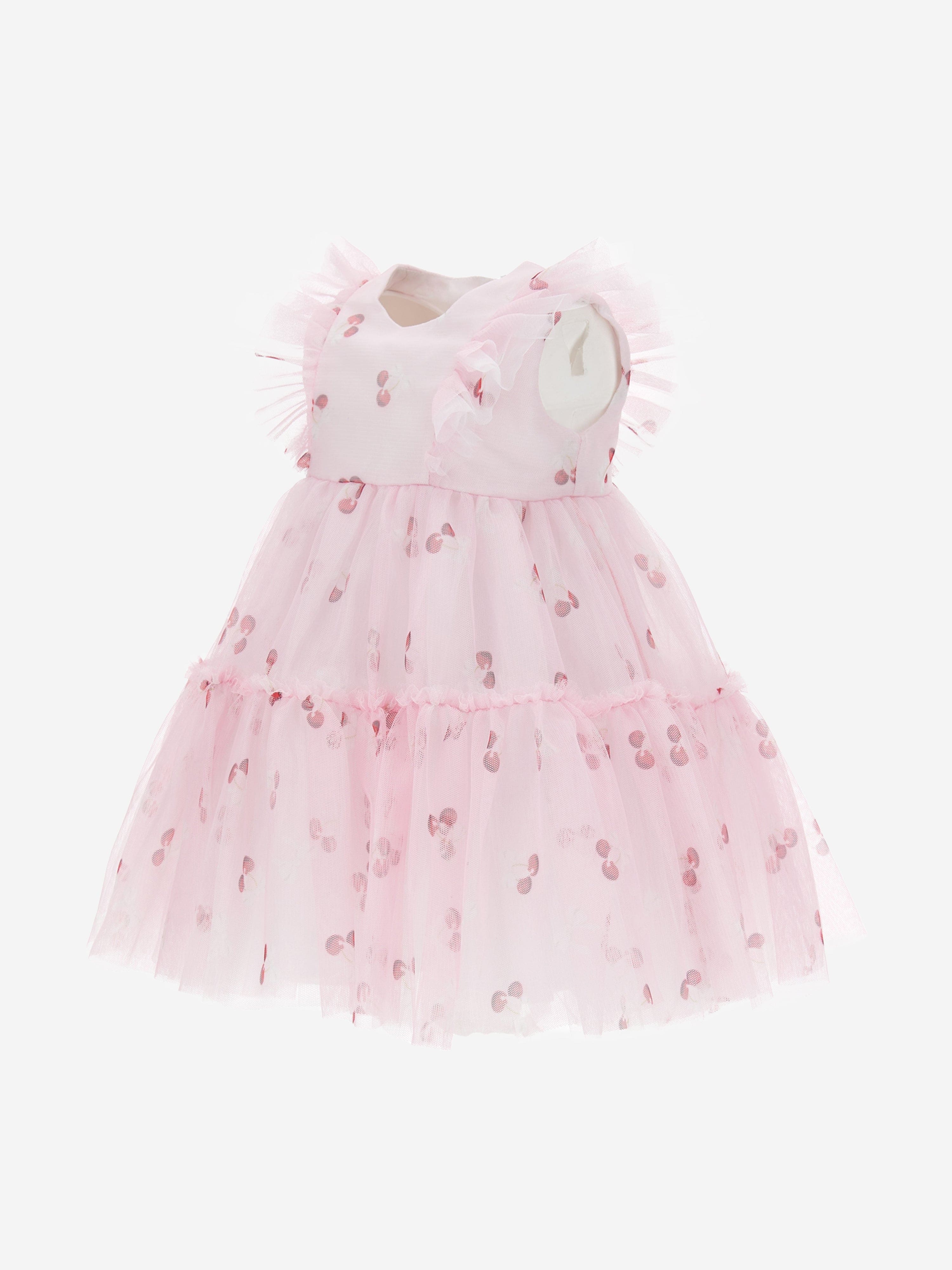 Monnalisa Baby Girls Cherries Tulle Dress in Pink