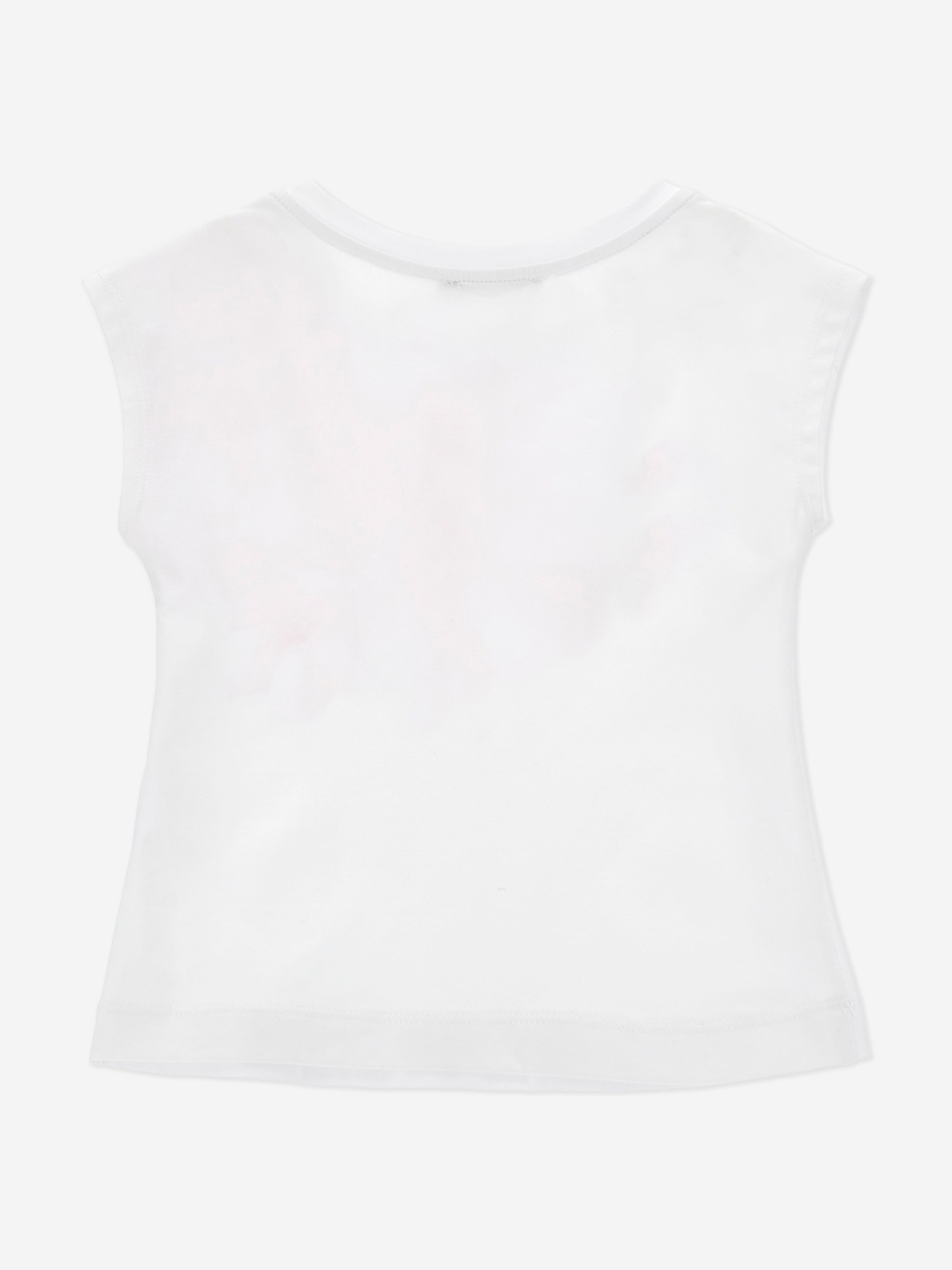 Monnalisa Girls Peach Blossom T-Shirt in White