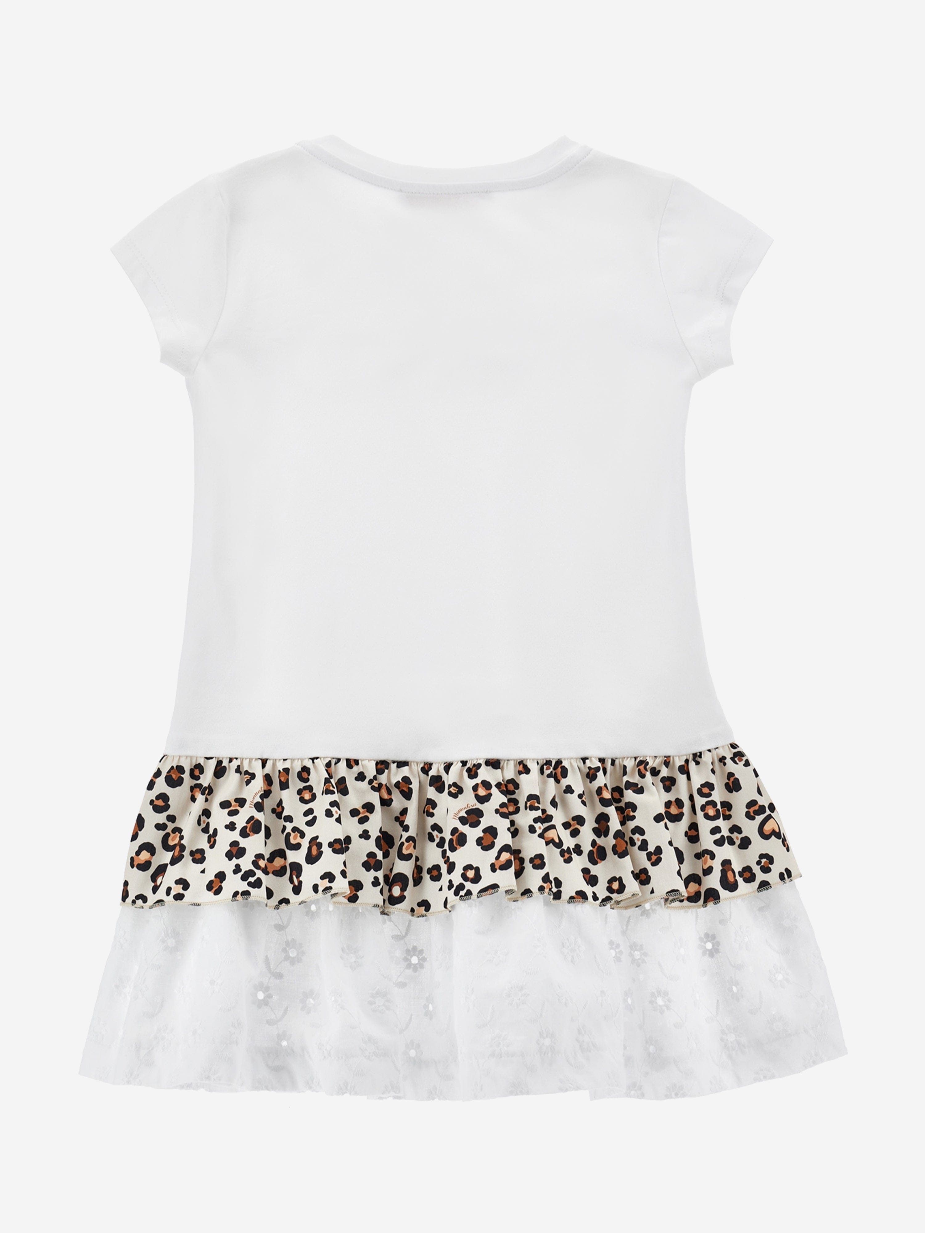 Monnalisa Girls Spotted Ruffle Dress in White