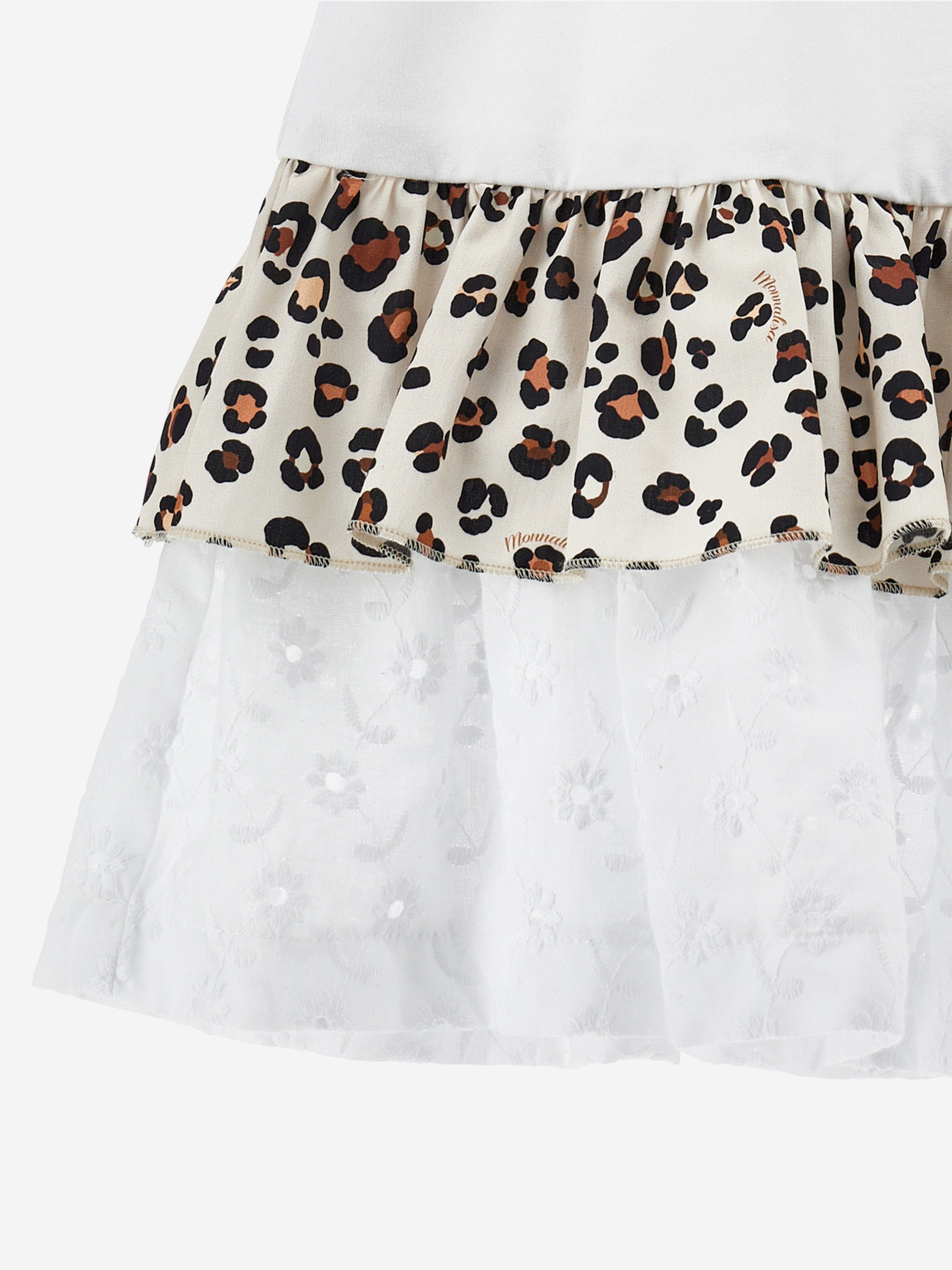 Monnalisa Girls Spotted Ruffle Dress in White