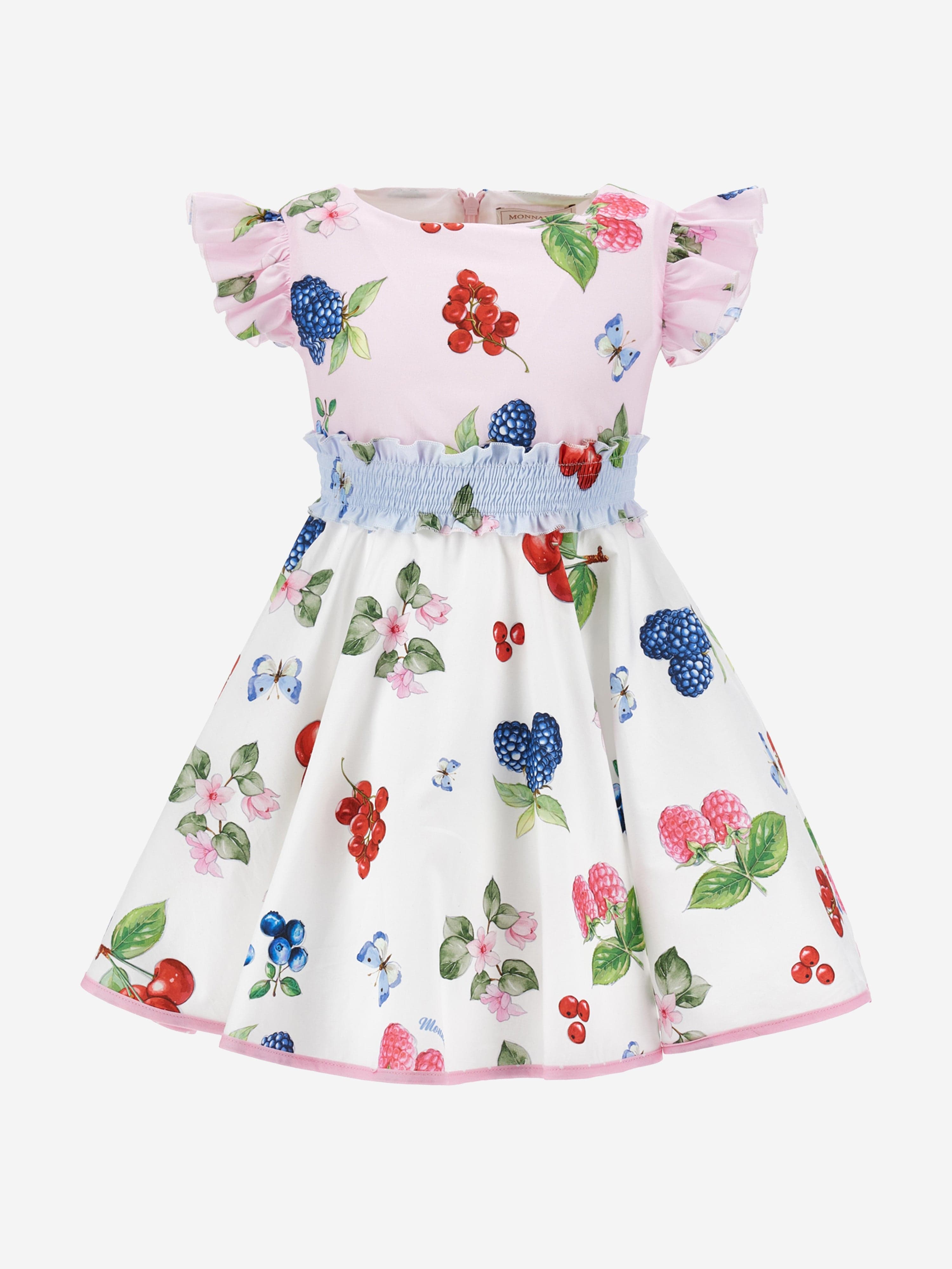 Monnalisa Girls Fruit Print Dress in Pink