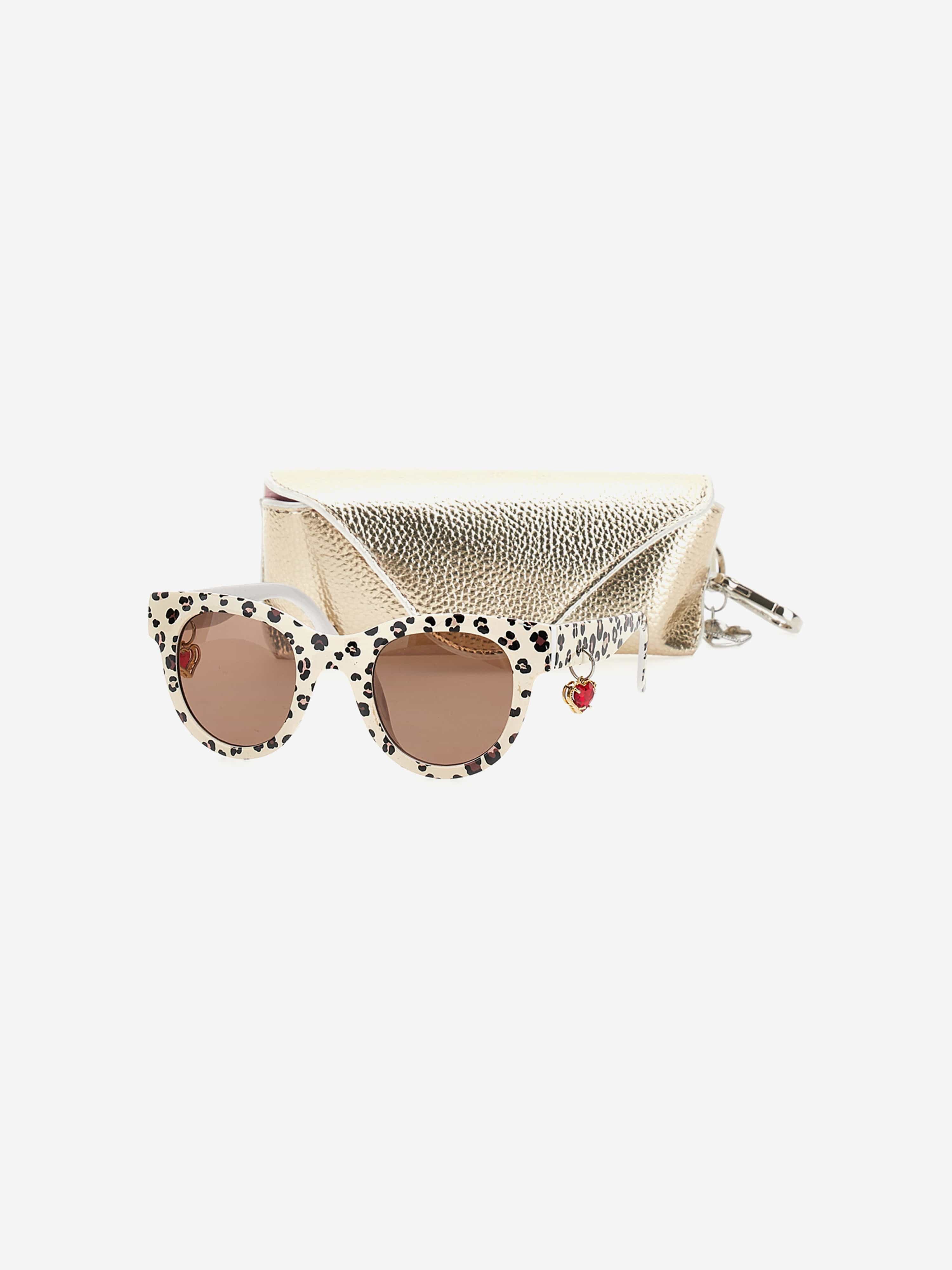 Monnalisa Girls Leopard Sunglasses With Case in Multicolour