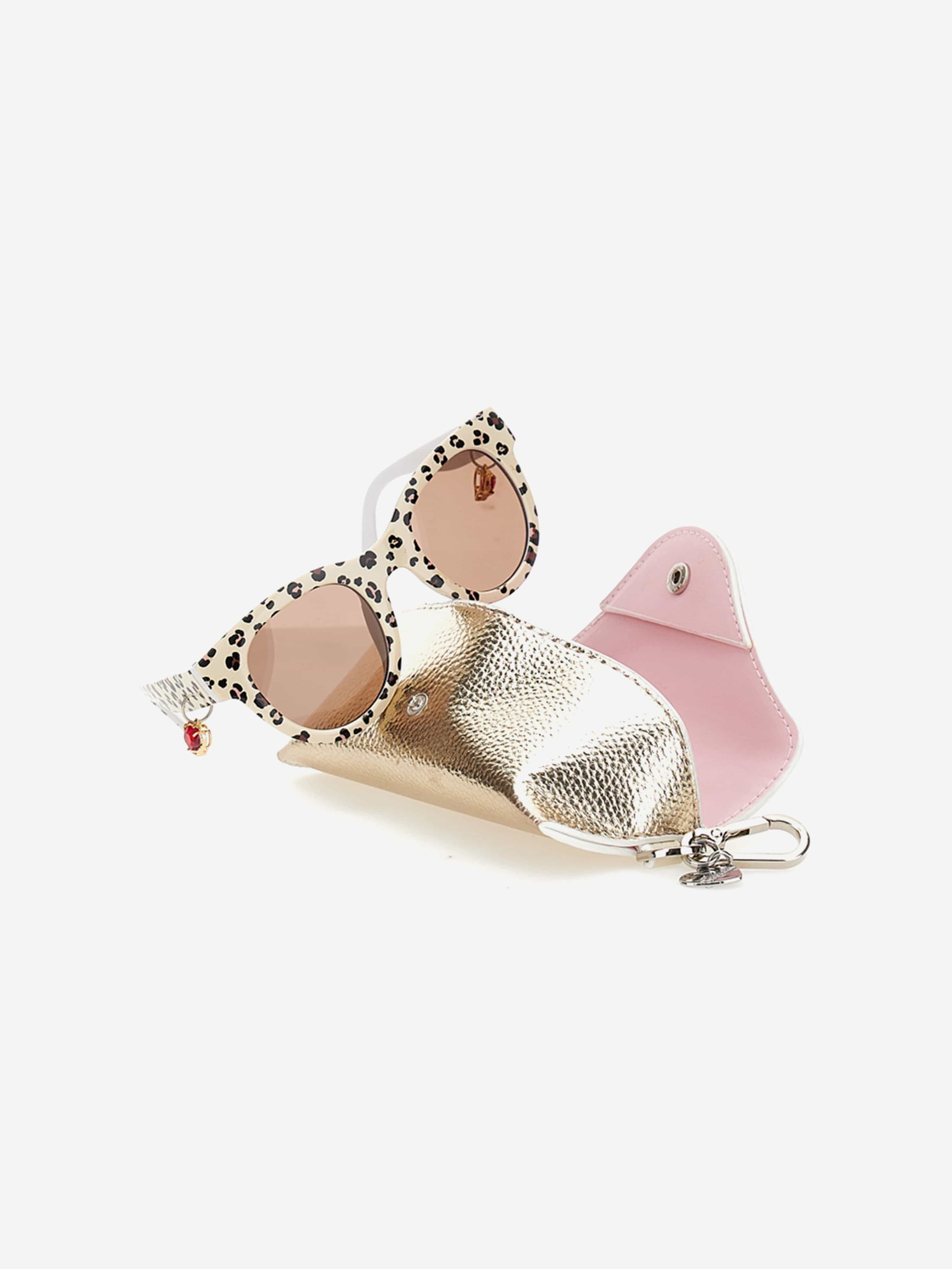 Monnalisa Girls Leopard Sunglasses With Case in Multicolour