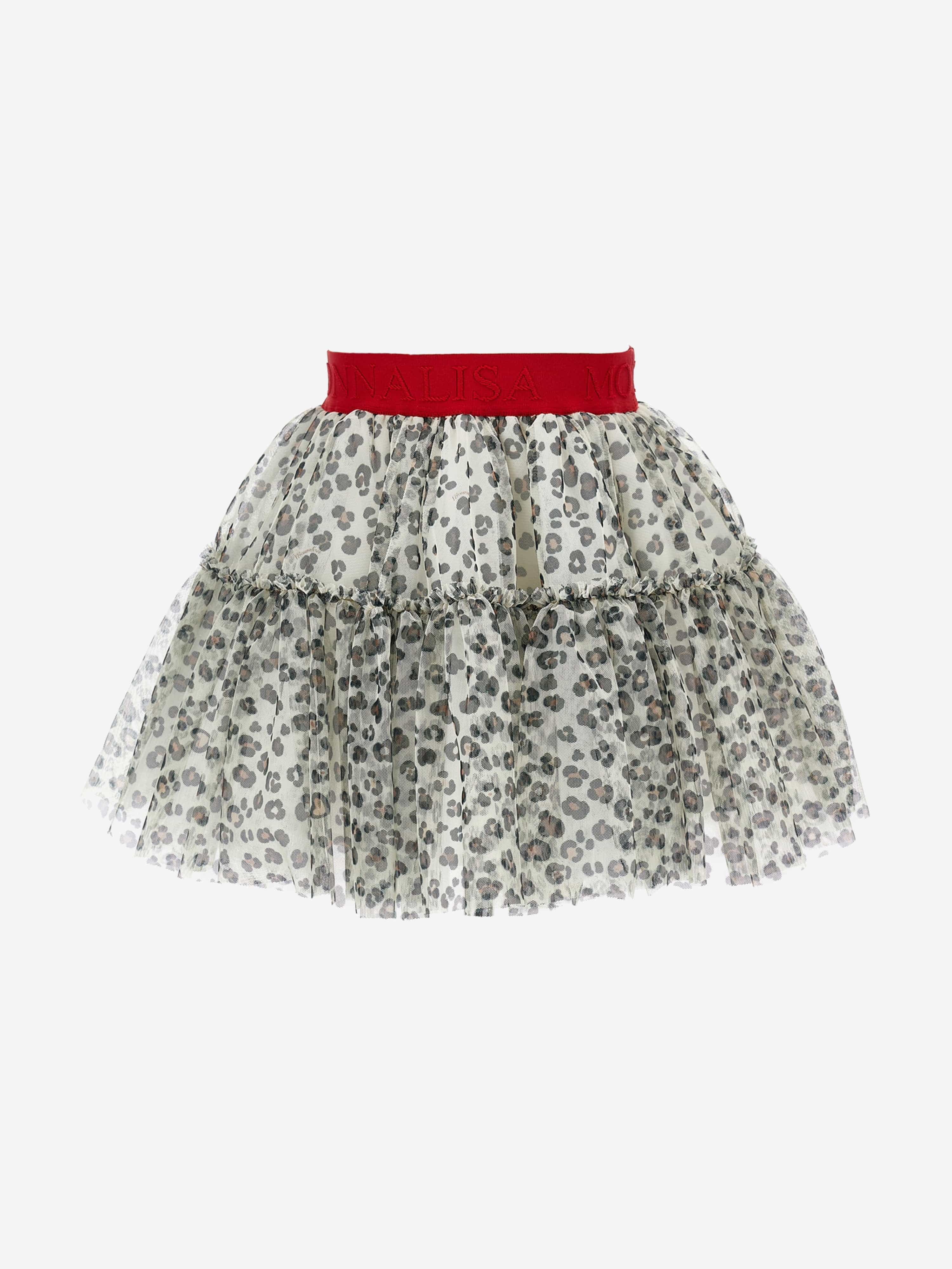 Monnalisa Girls Leopard Tulle Tutu in Beige