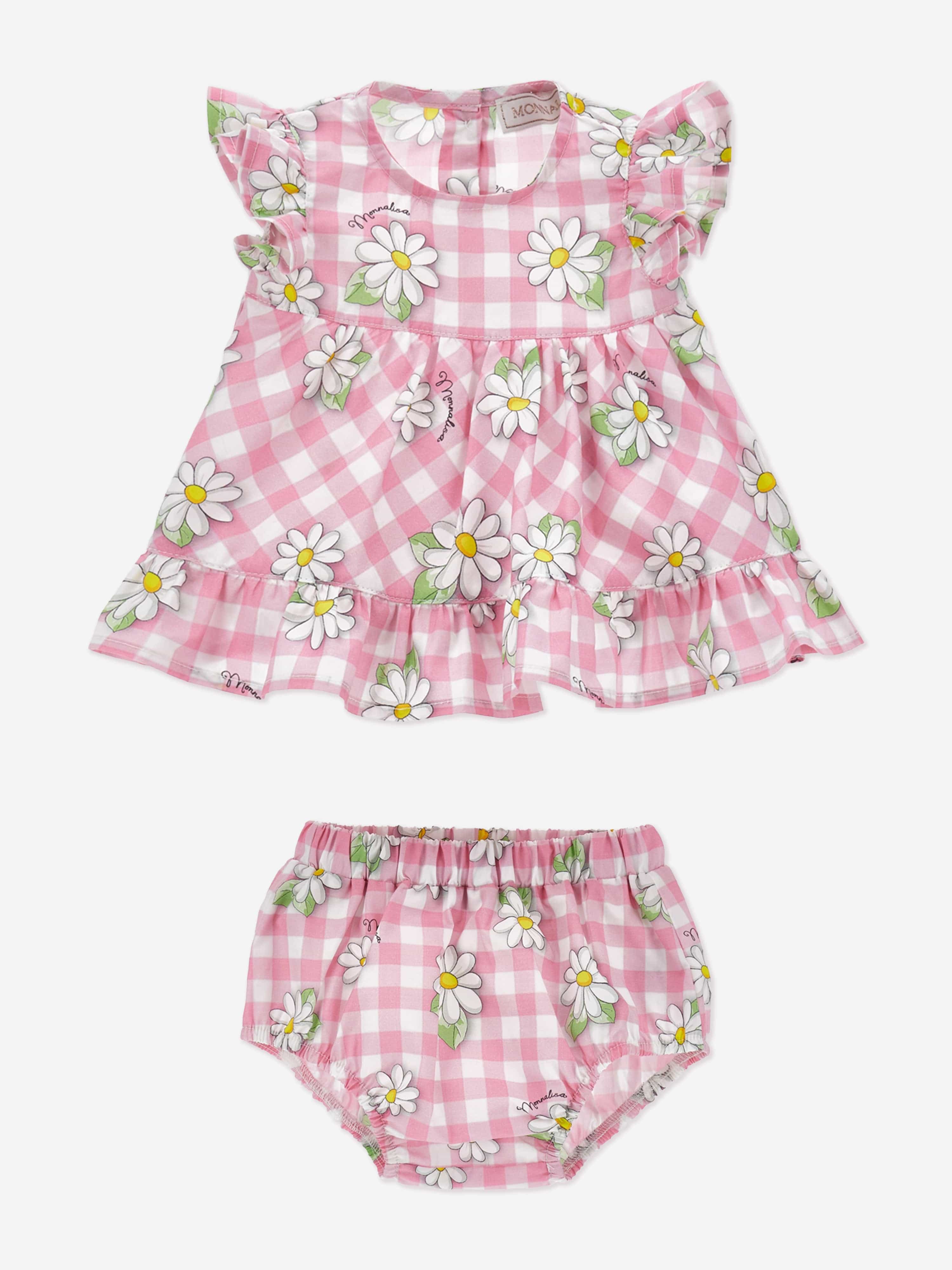 Monnalisa Baby Girls Daisy Dress and Bloomers Set in Pink
