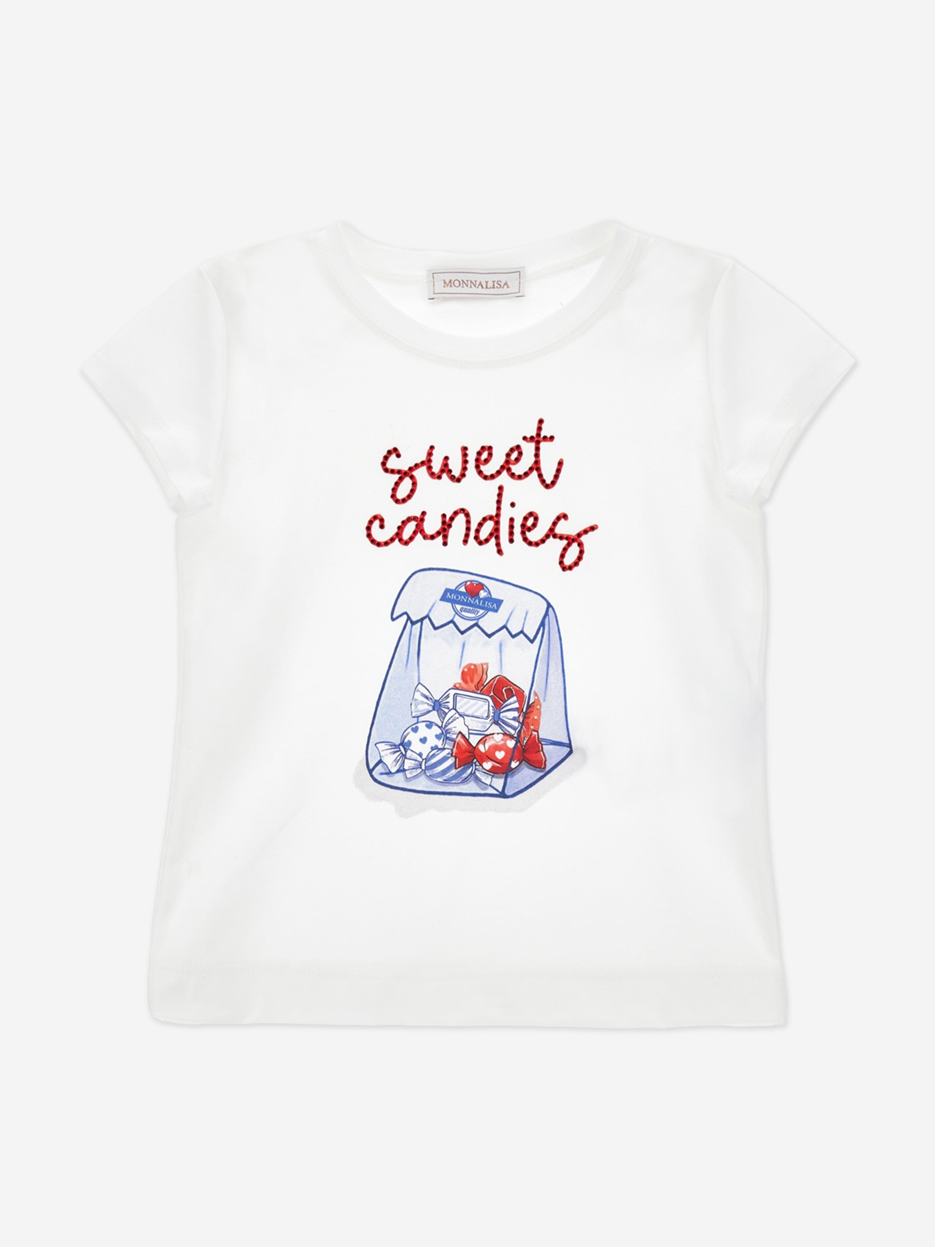 Monnalisa Girls Sweet Candies T-Shirt in White