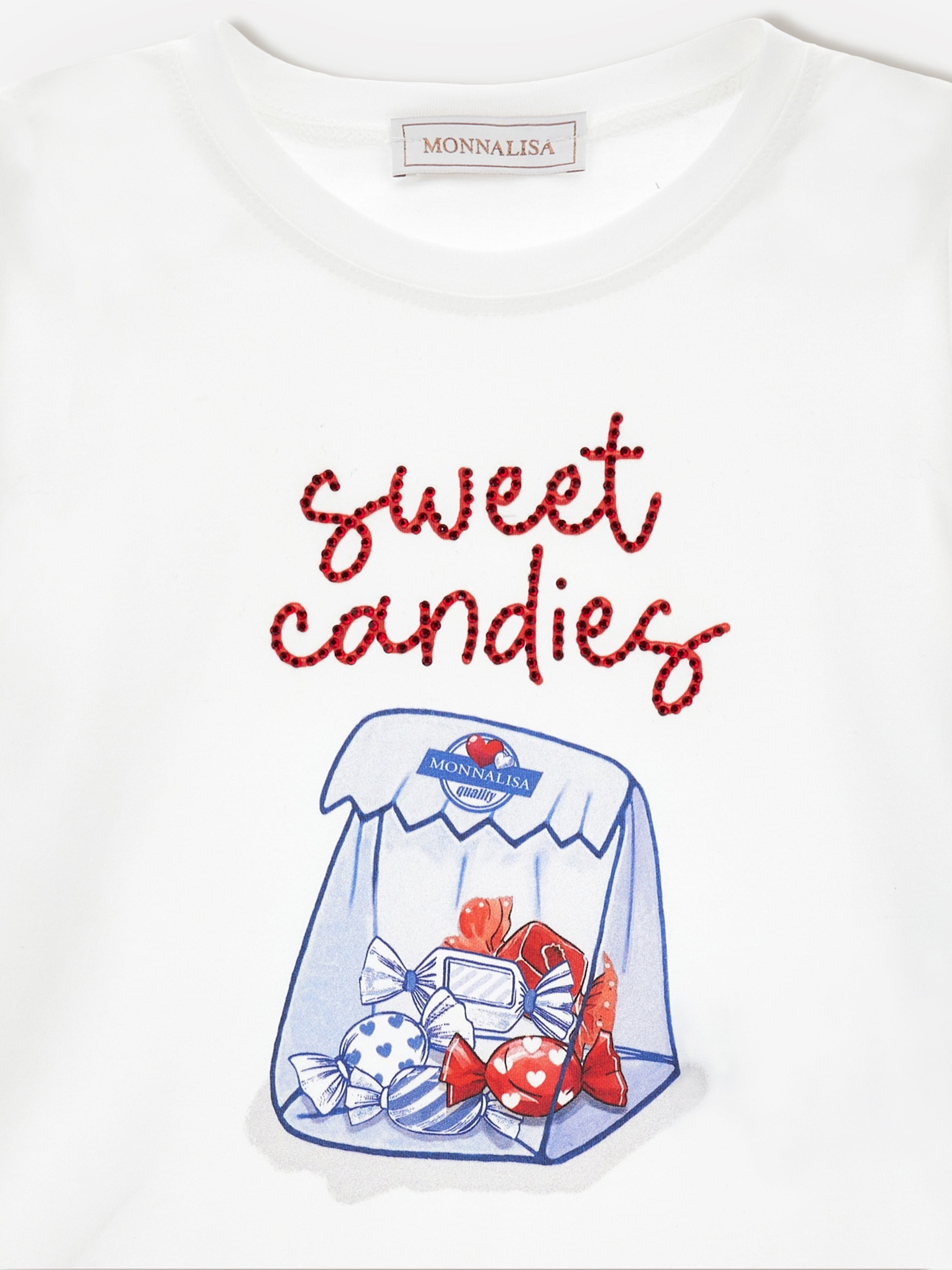 Monnalisa Girls Sweet Candies T-Shirt in White