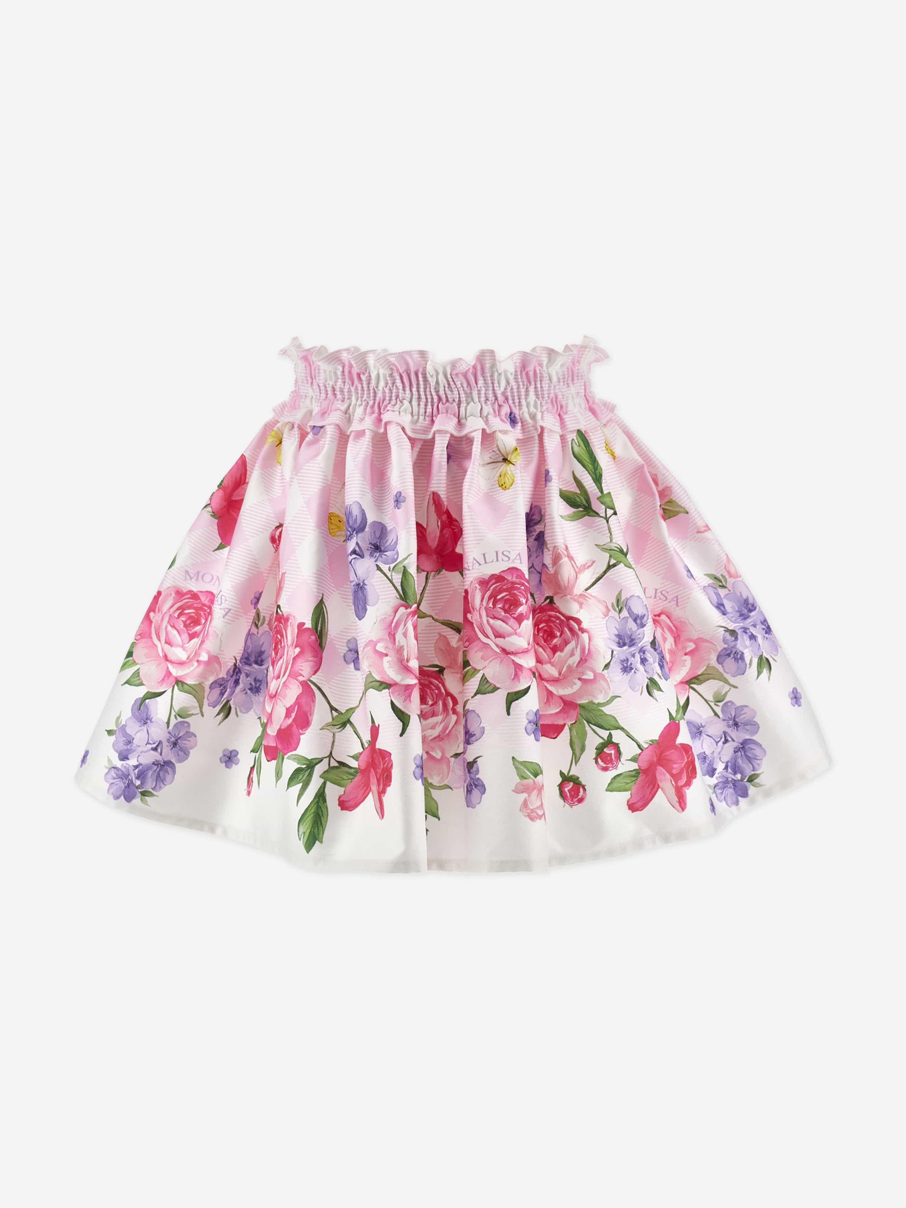 Monnalisa Girls Garden Party Skirt in Pink
