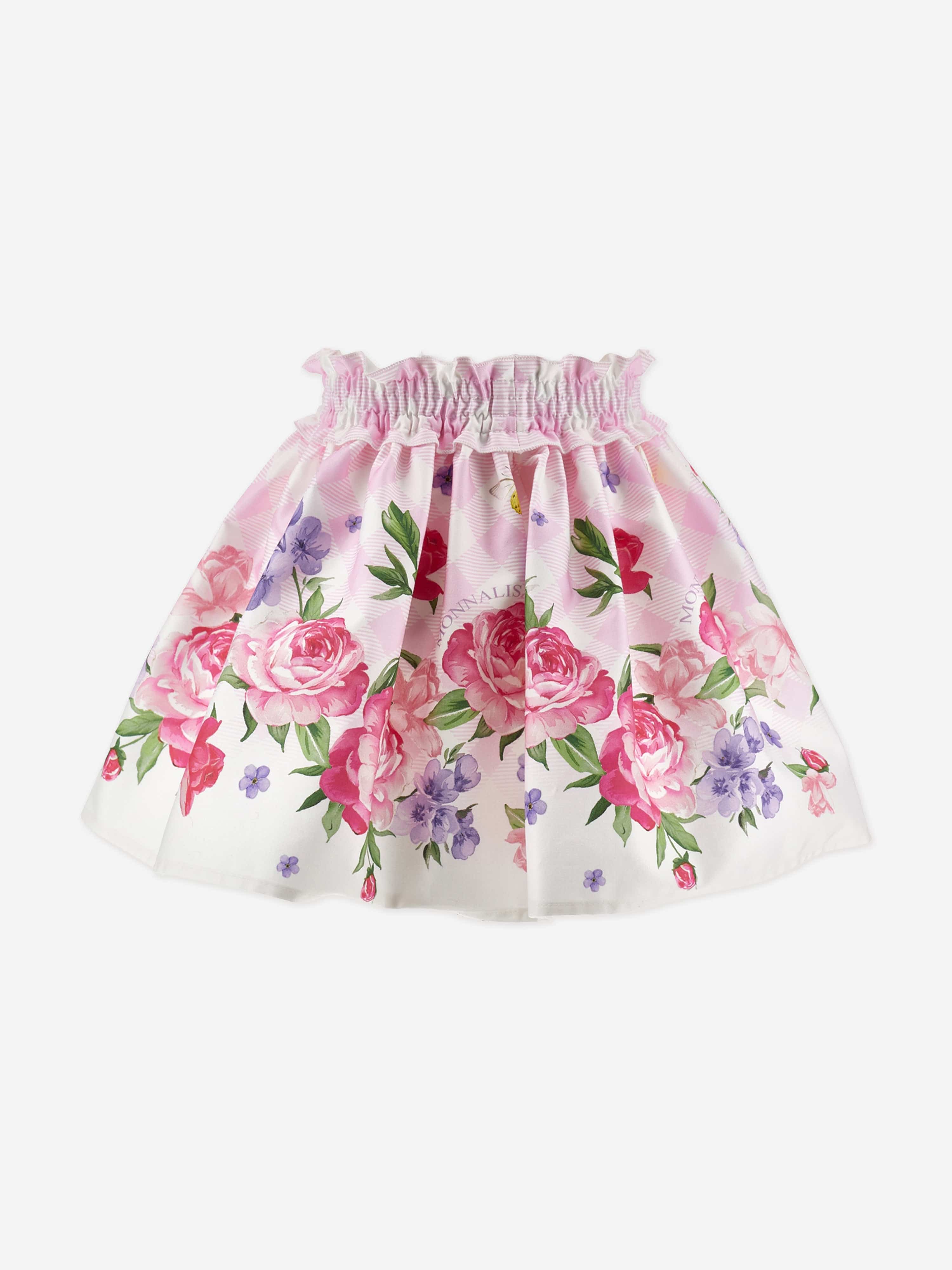 Monnalisa Girls Garden Party Skirt in Pink