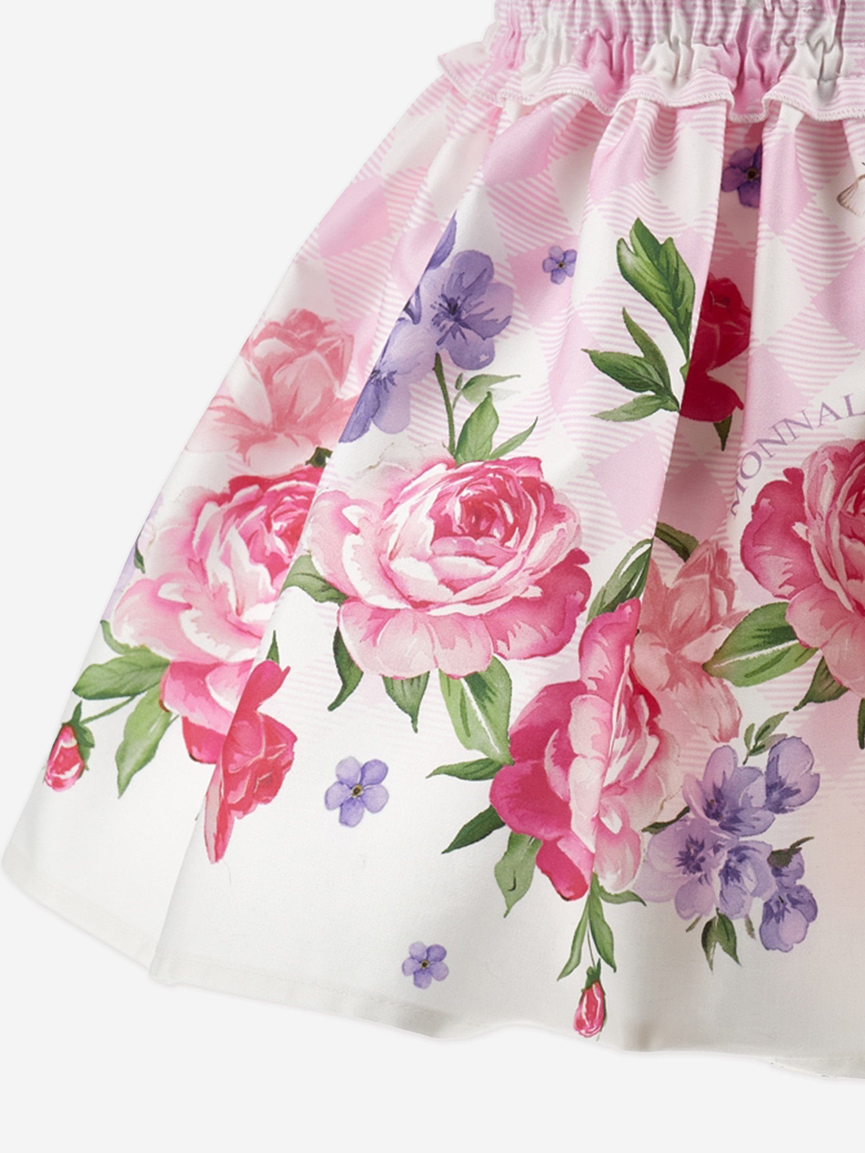 Monnalisa Girls Garden Party Skirt in Pink
