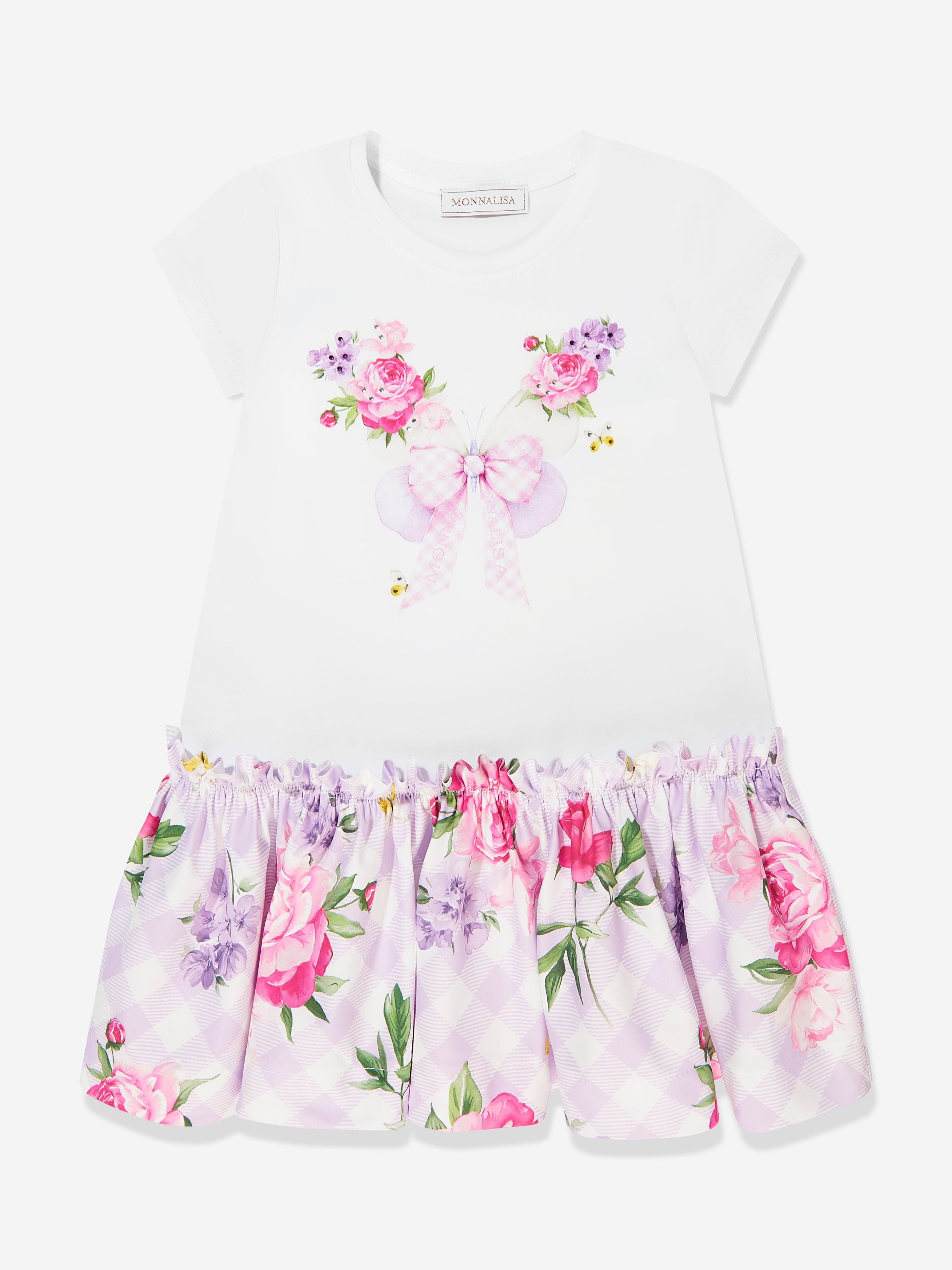 Monnalisa Girls Flower Dress in Purple