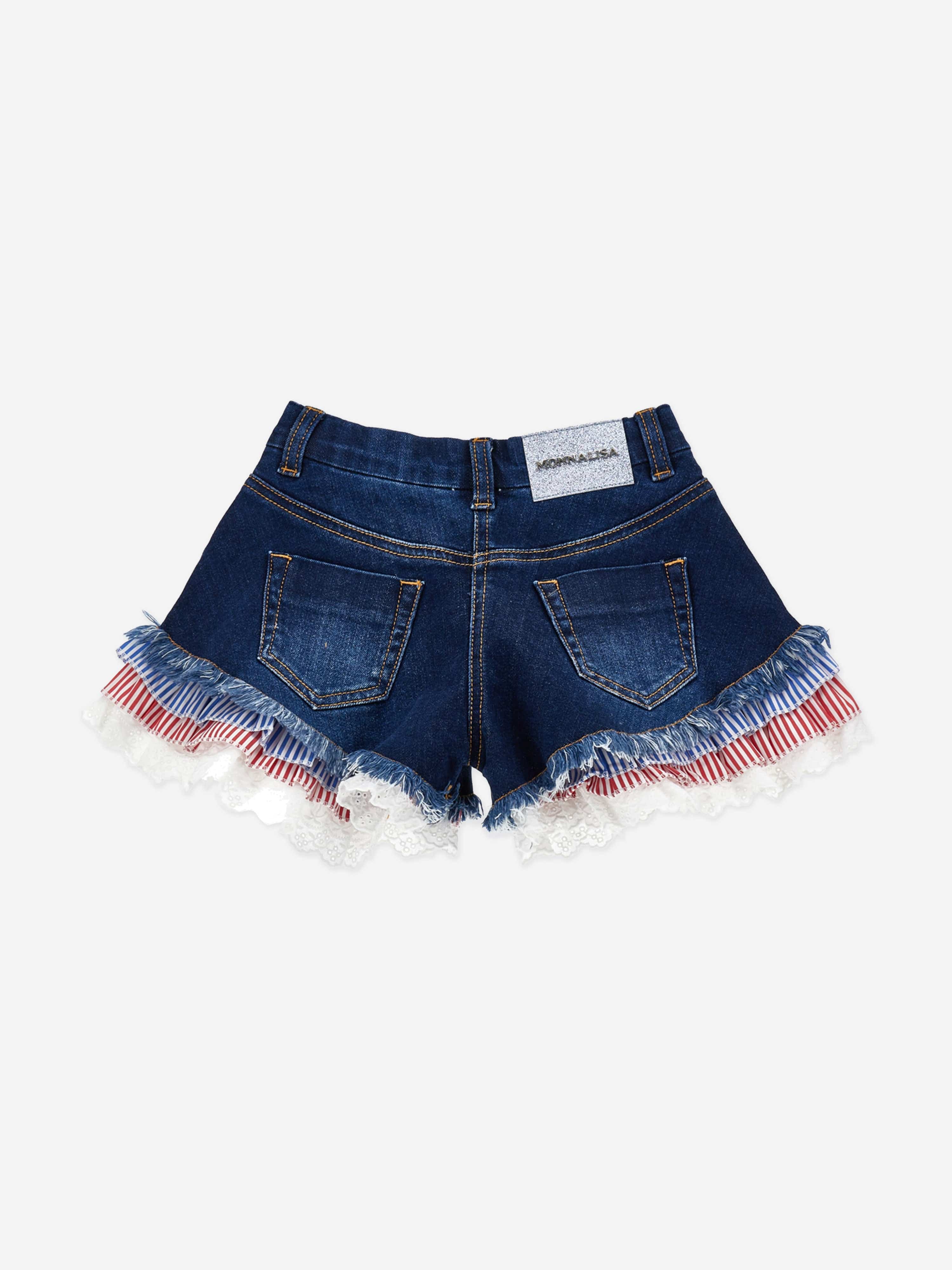 Monnalisa Girls Hello Kitty Denim Shorts in Blue