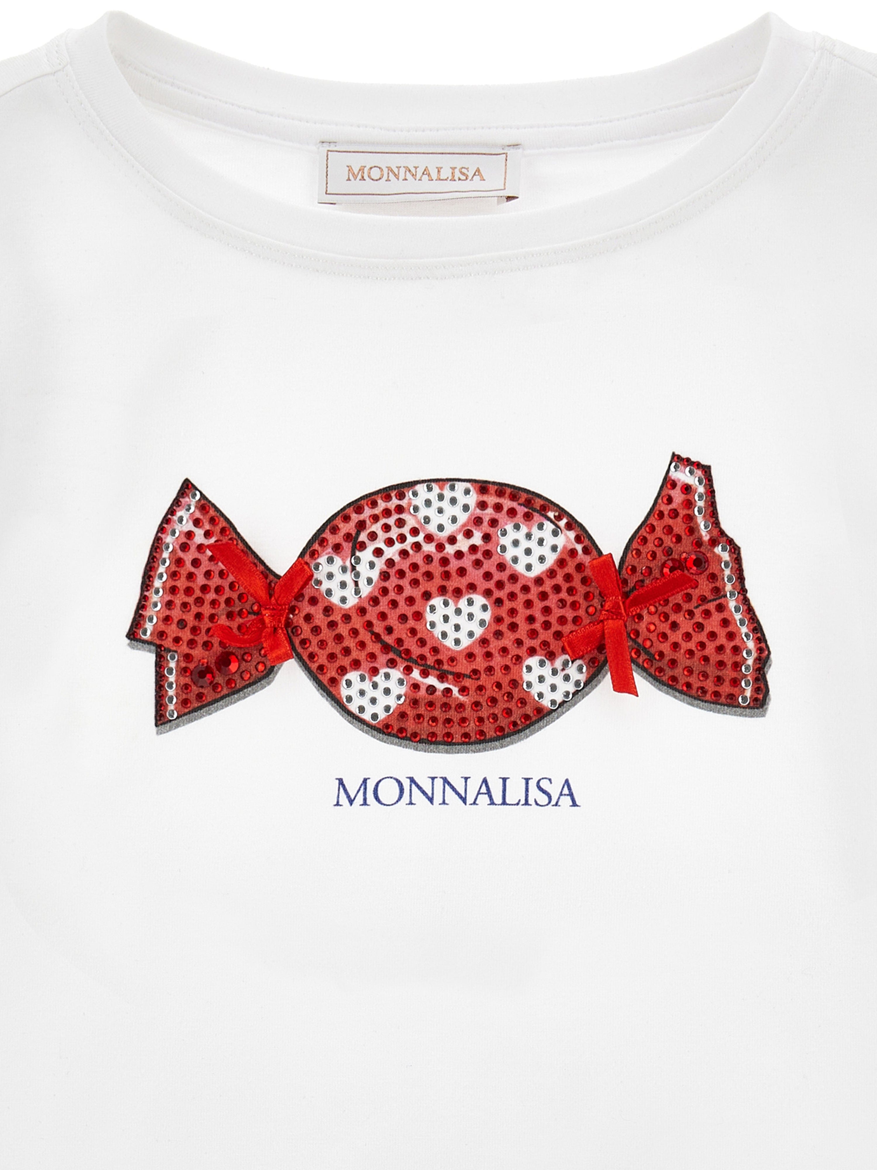Monnalisa Girls Candy Print T-Shirt in White