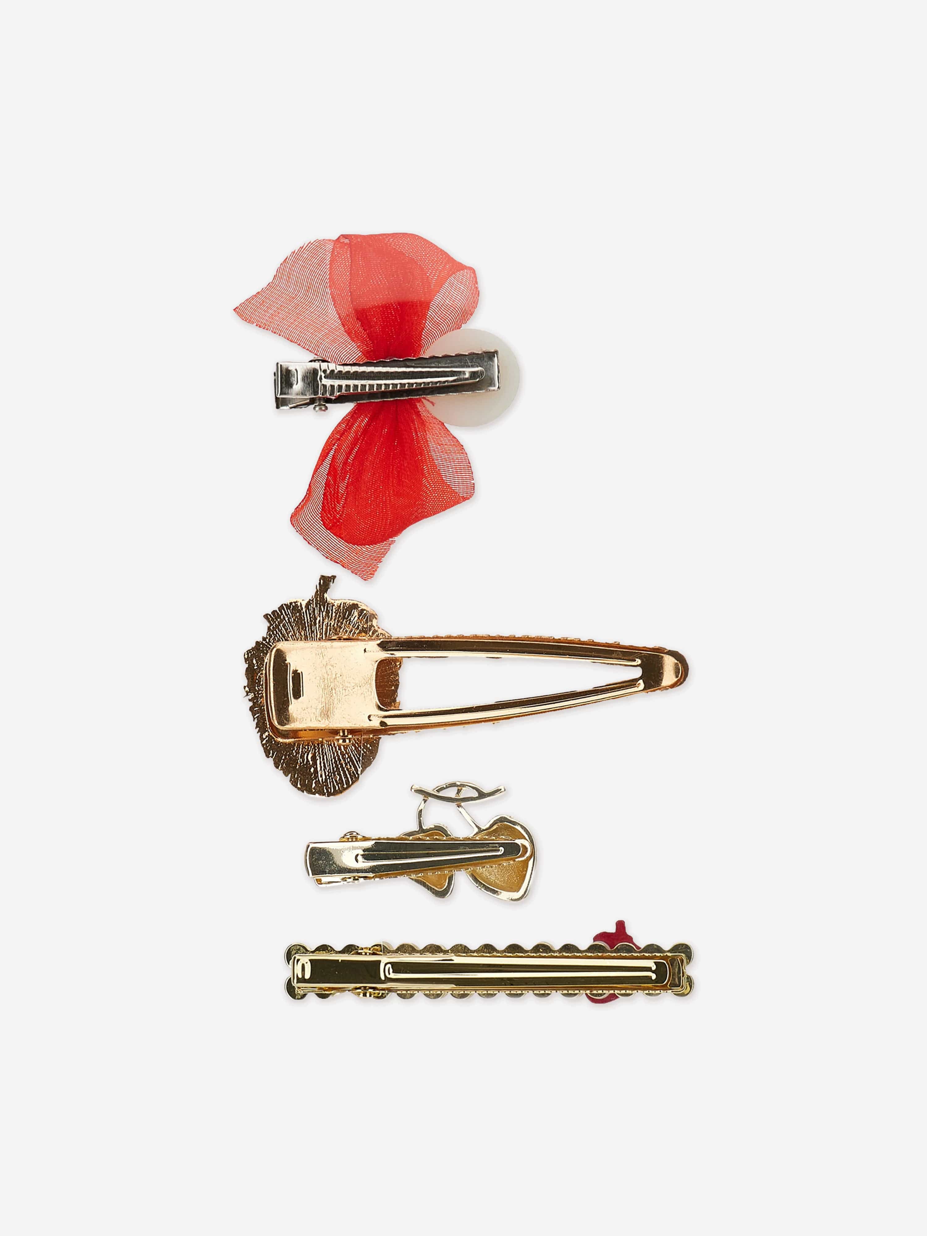 Monnalisa Girls Strawberry Hair Clips Set in Red