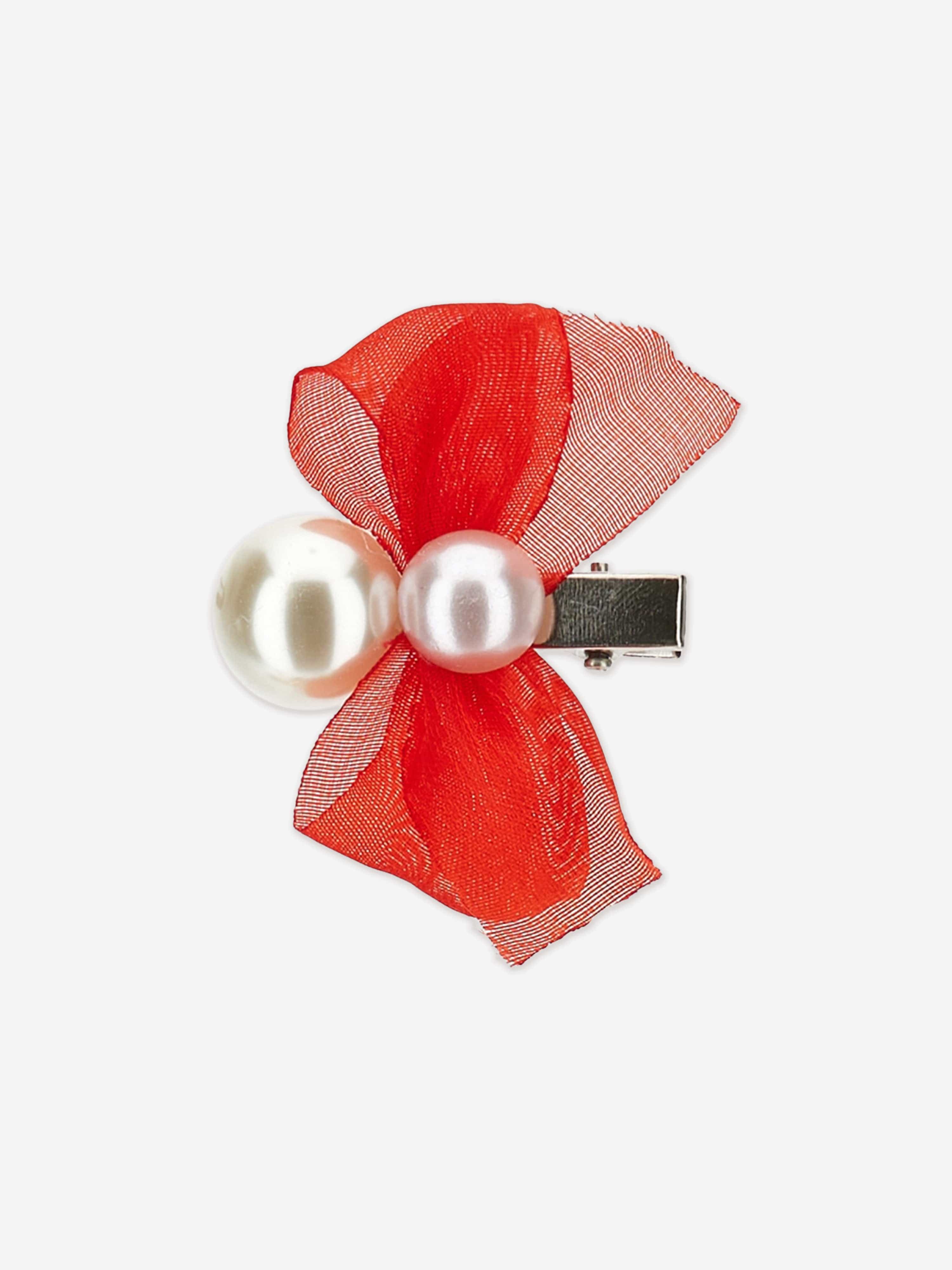Monnalisa Girls Strawberry Hair Clips Set in Red