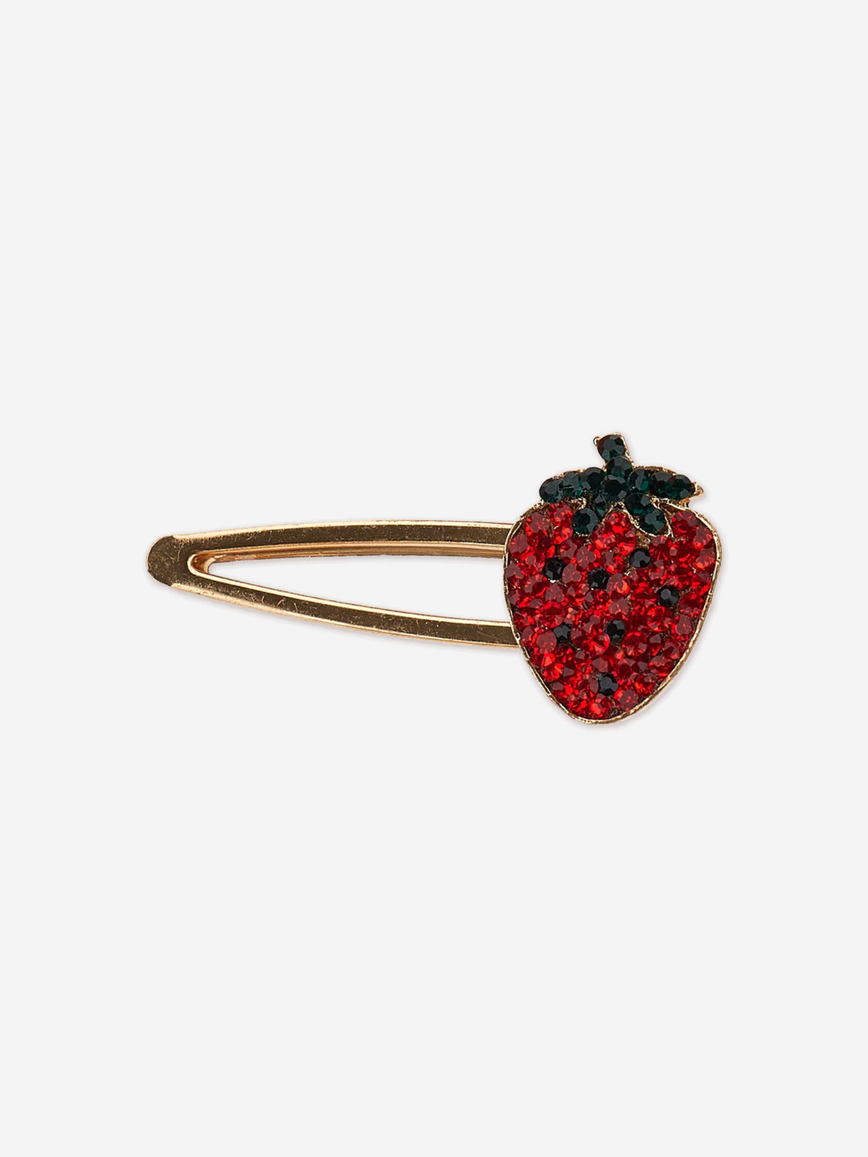 Monnalisa Girls Strawberry Hair Clips Set in Red