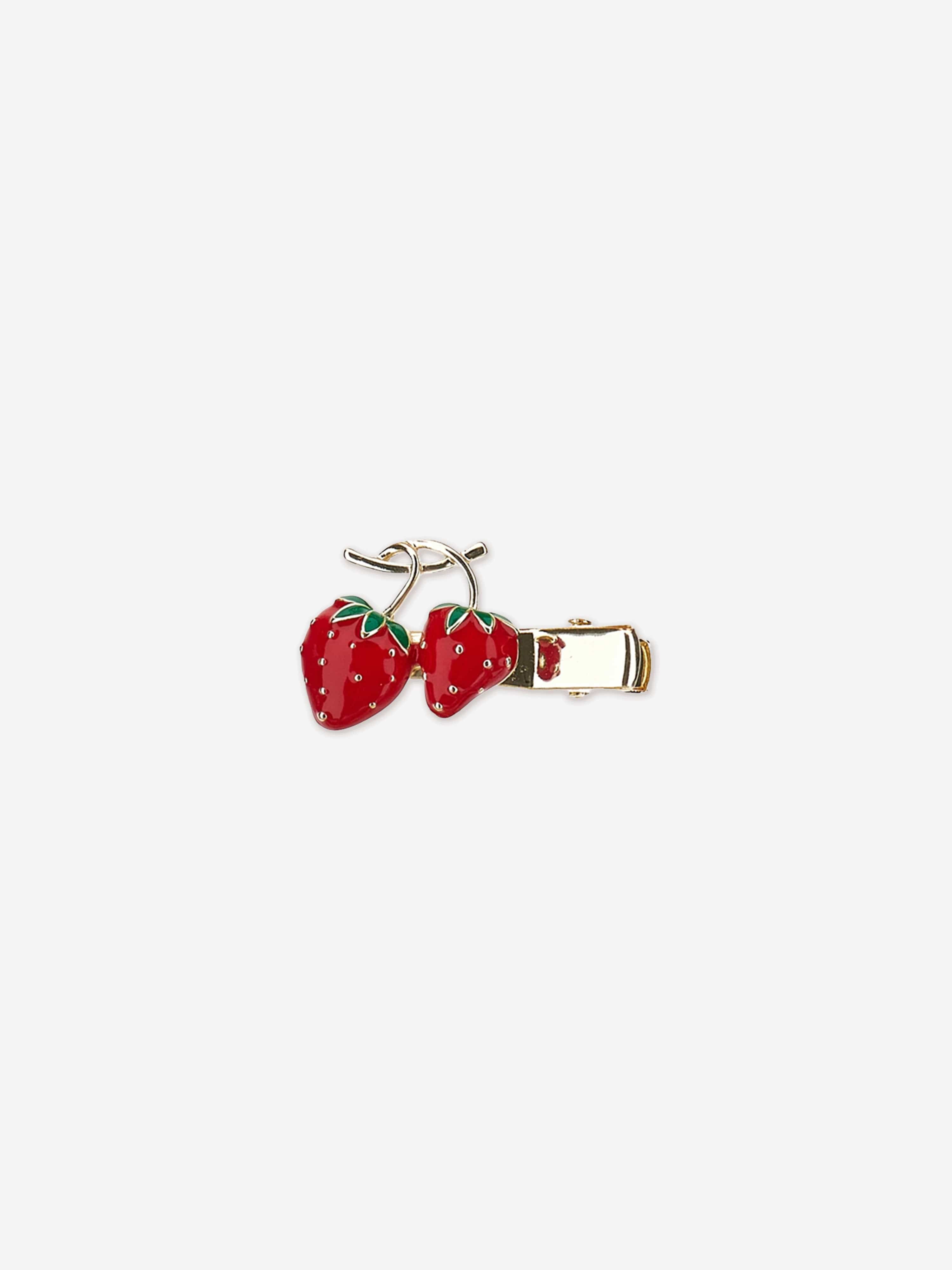 Monnalisa Girls Strawberry Hair Clips Set in Red