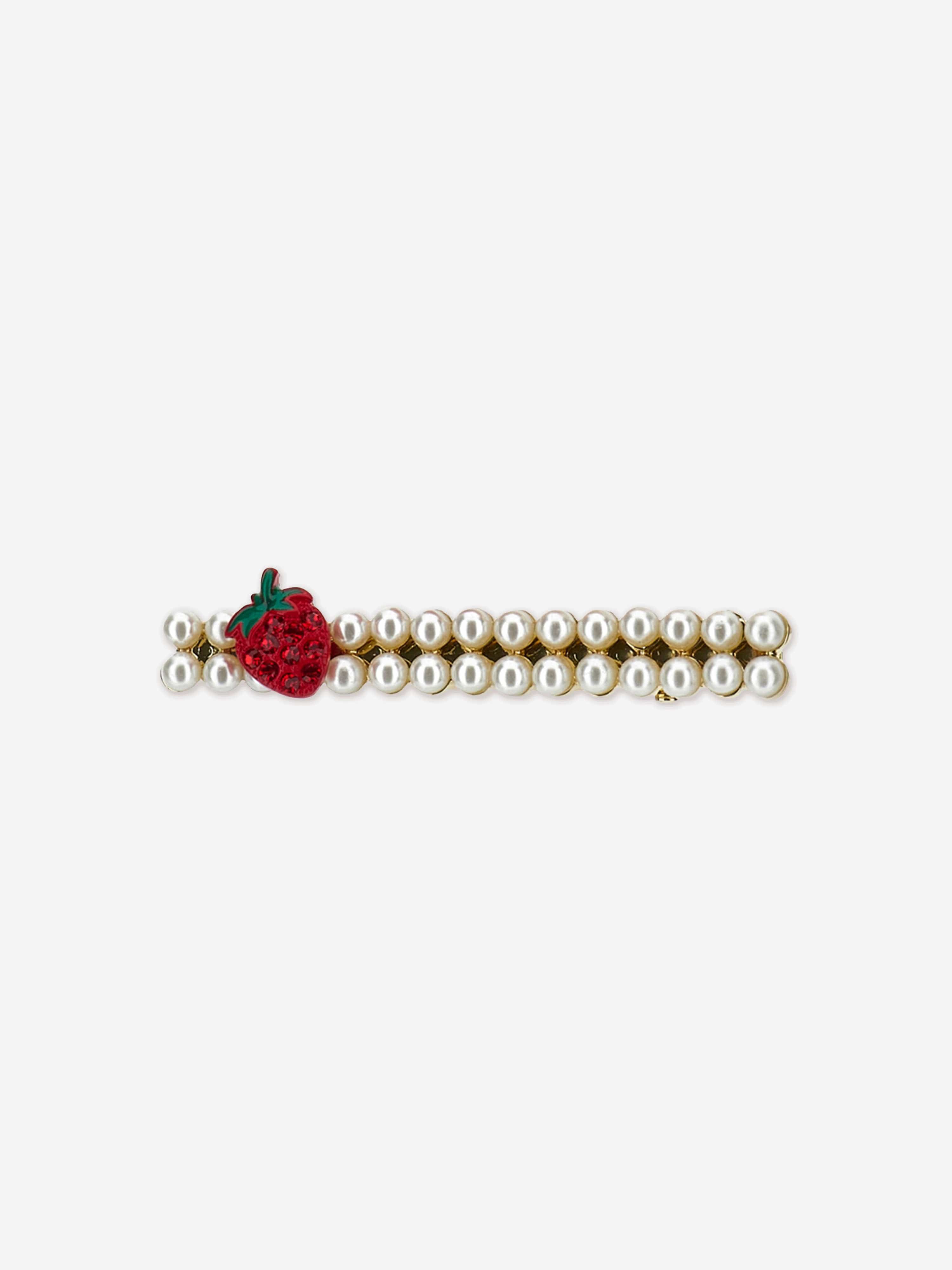 Monnalisa Girls Strawberry Hair Clips Set in Red