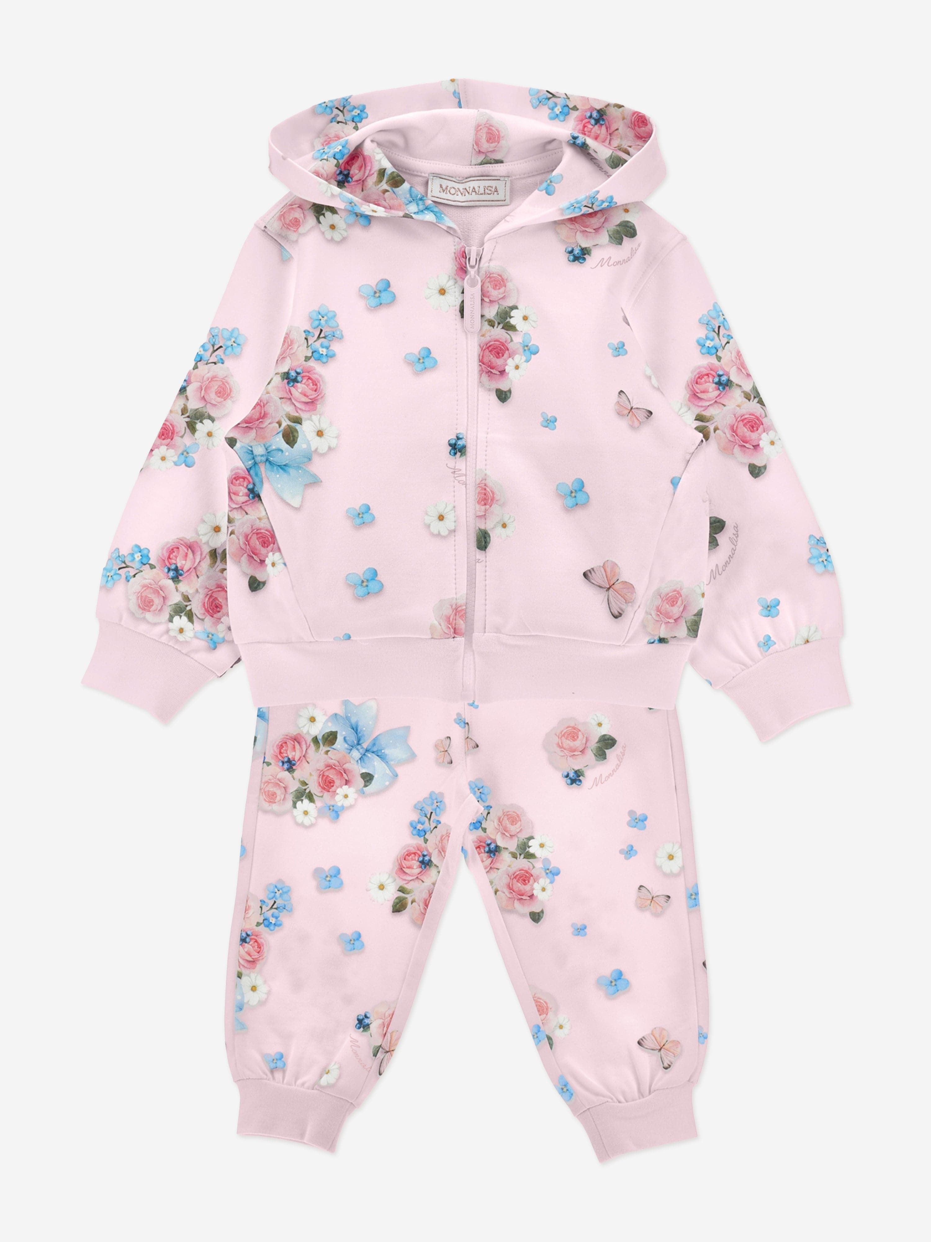 Monnalisa Baby Girls Floral Tracksuit in Pink