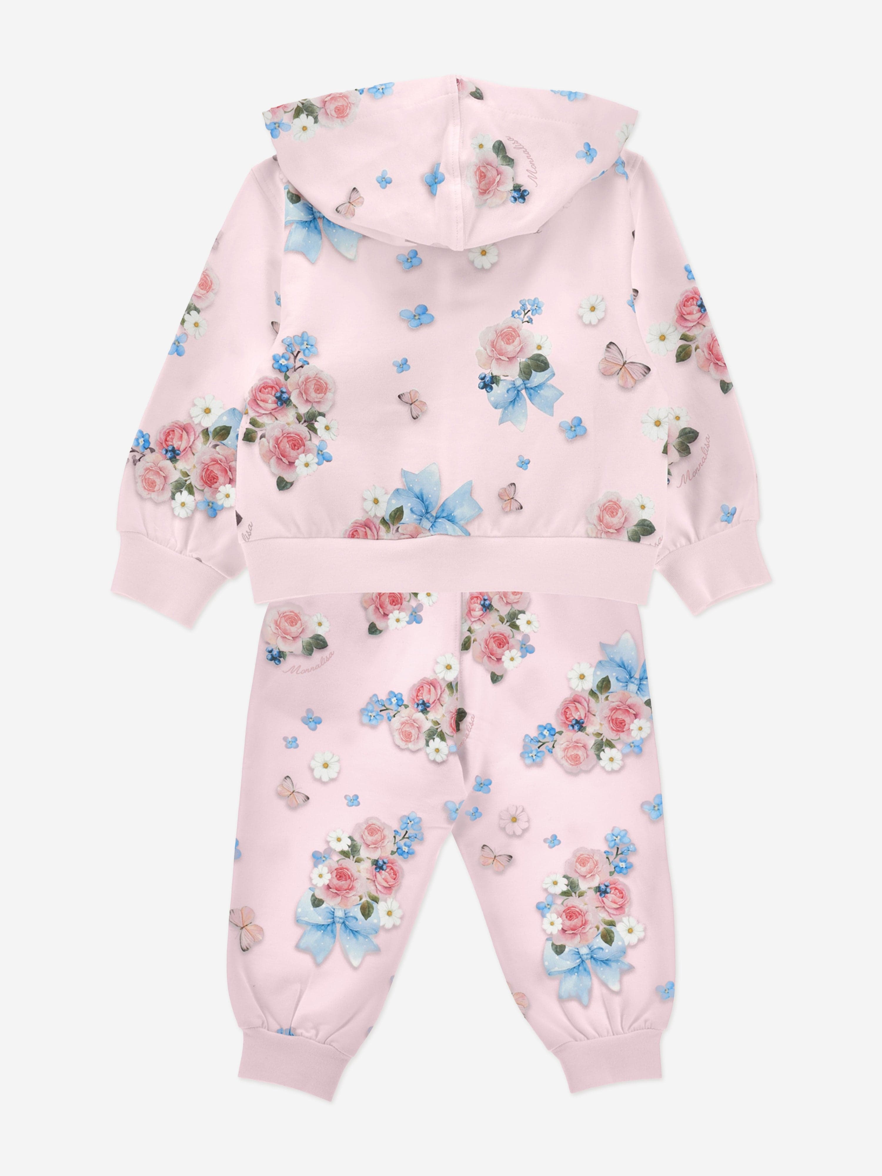 Monnalisa Baby Girls Floral Tracksuit in Pink