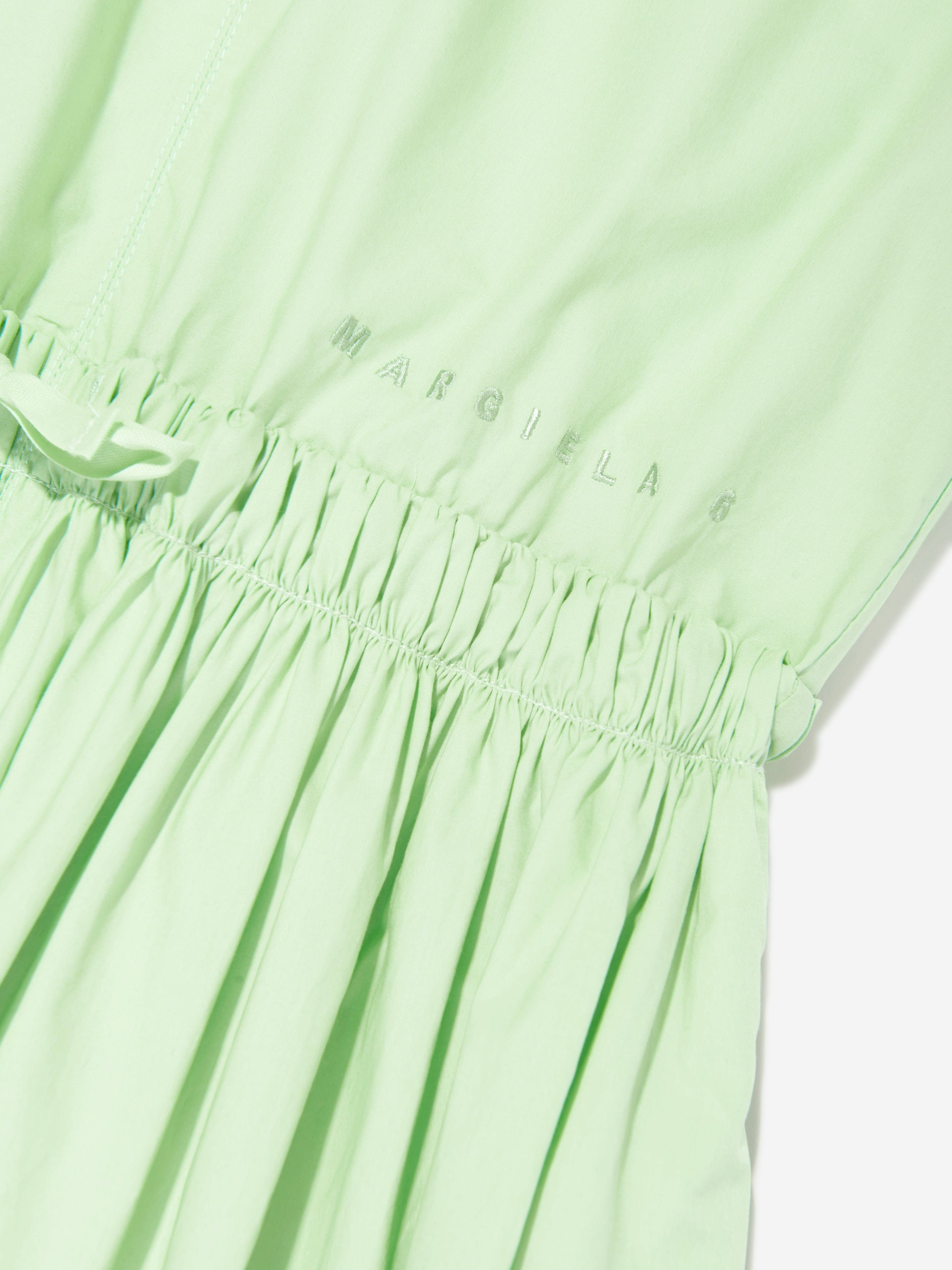 MM6 Maison Margiela Girls Sleeveless Poplin Dress in Green