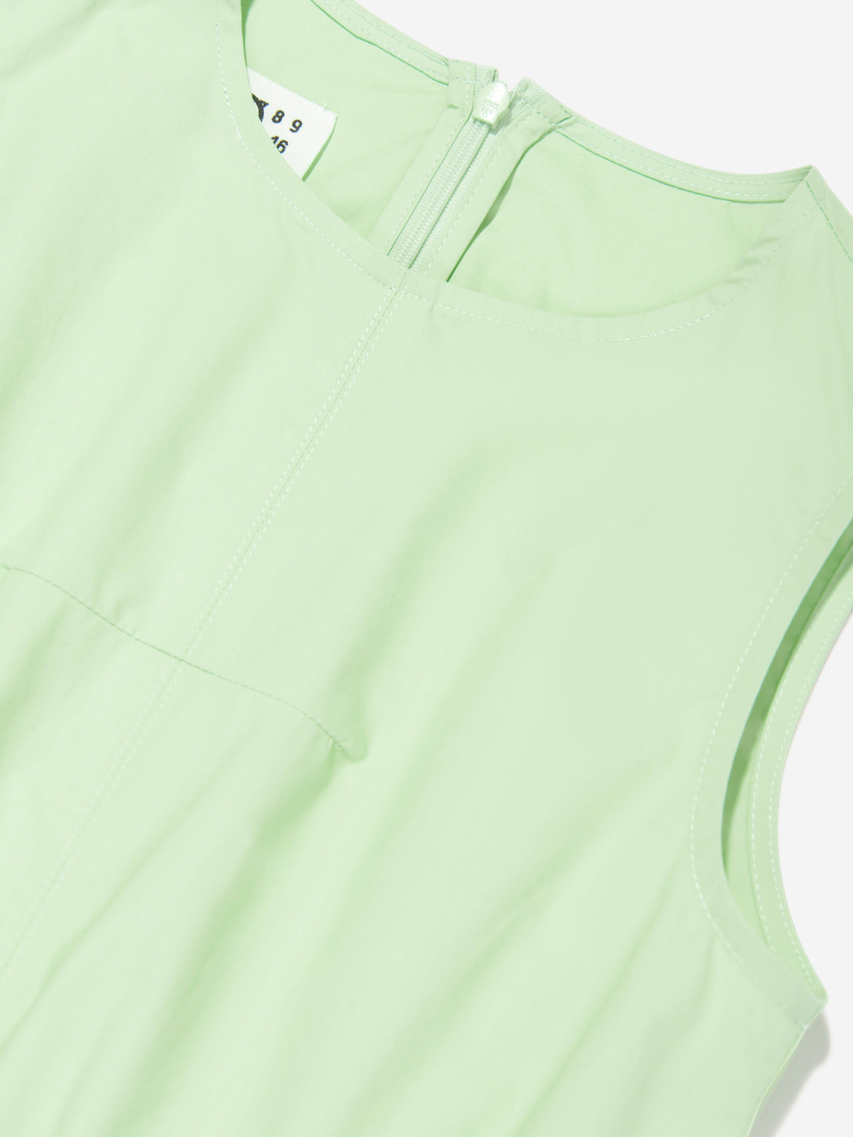 MM6 Maison Margiela Girls Sleeveless Poplin Dress in Green