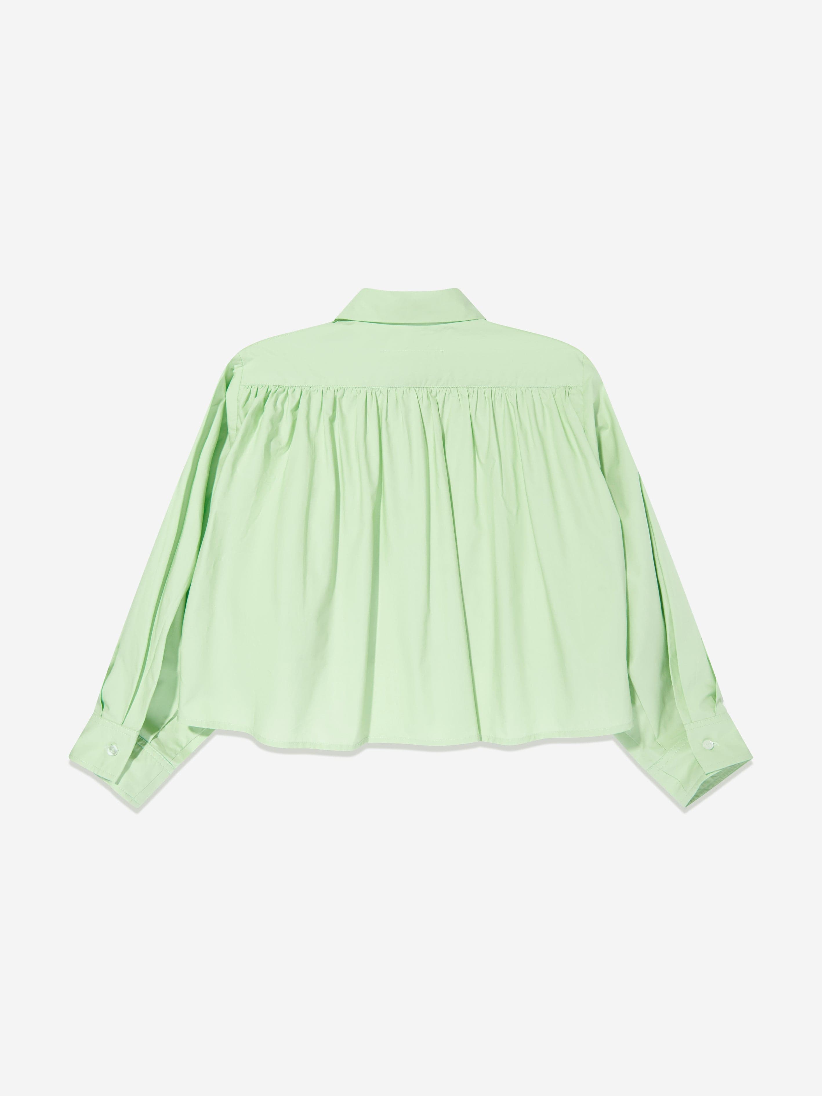 MM6 Maison Margiela Kids Cropped Poplin Pleated Back Shirt in Green