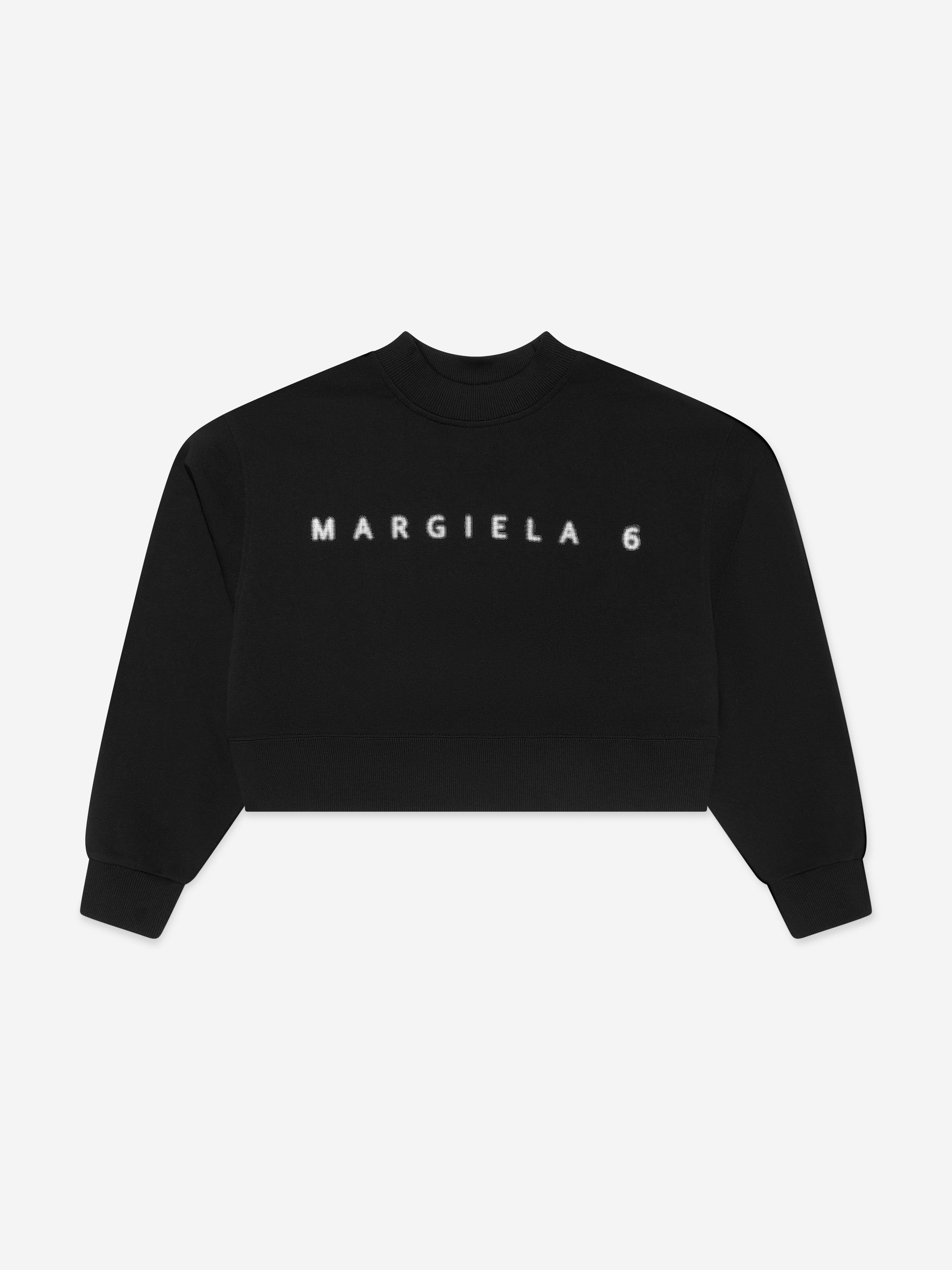 MM6 Maison Margiela Kids Cropped Logo Sweatshirt in Black