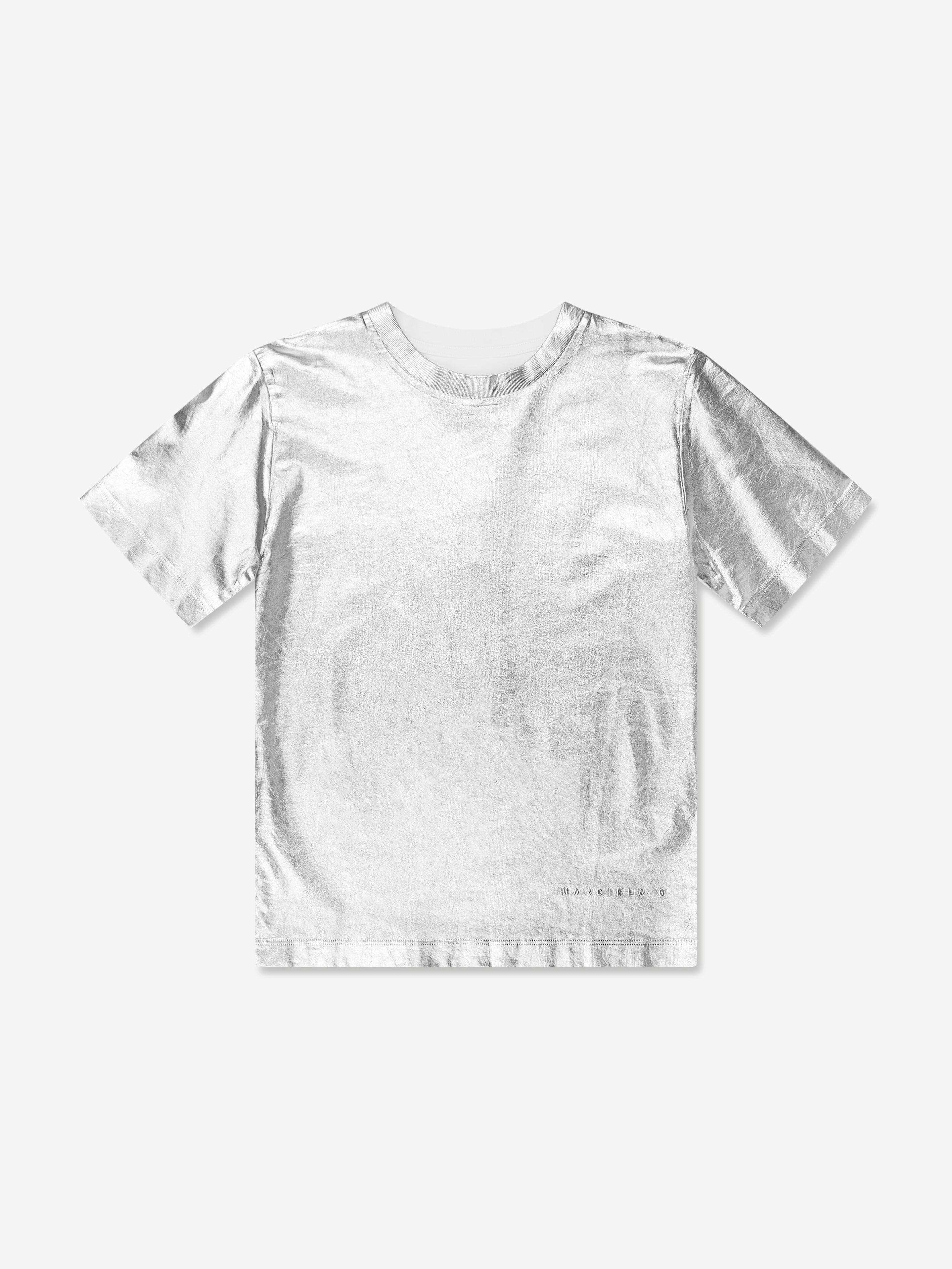 MM6 Maison Margiela Kids Metallic Effect T-Shirt in White