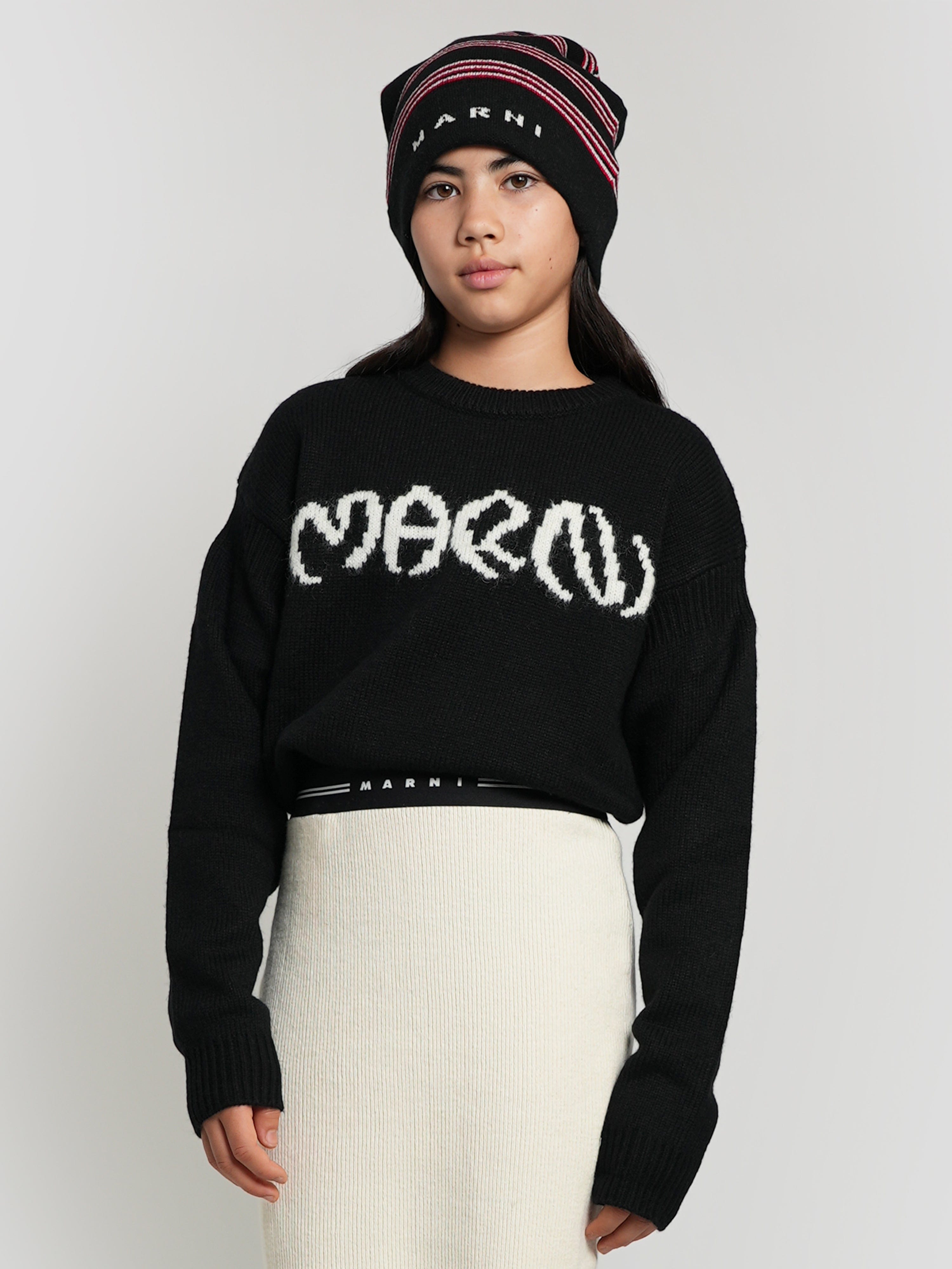 Girls Logo Knitted Jumper in Black