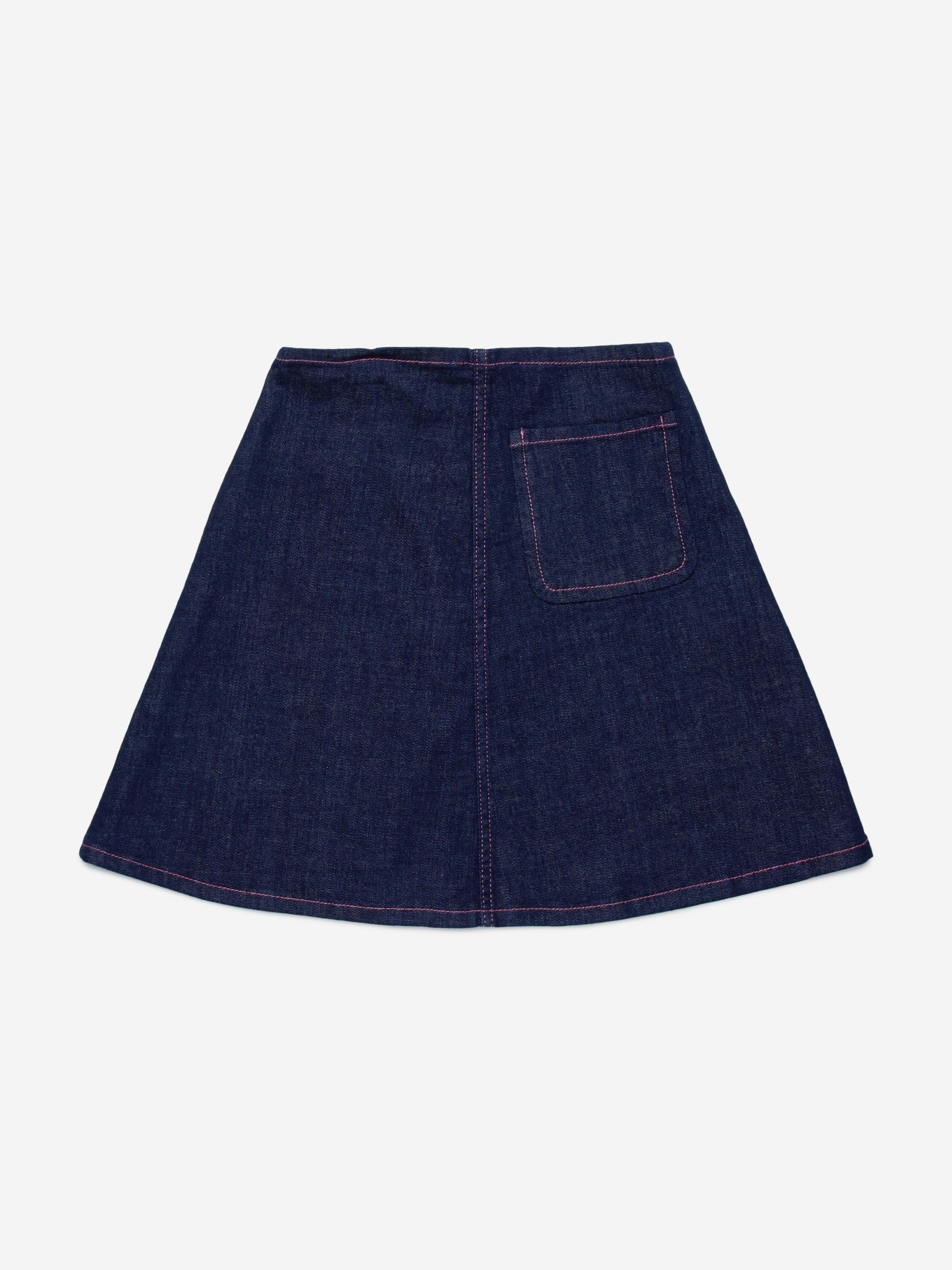 MARNI Girls Zip Up Denim Skirt in Blue