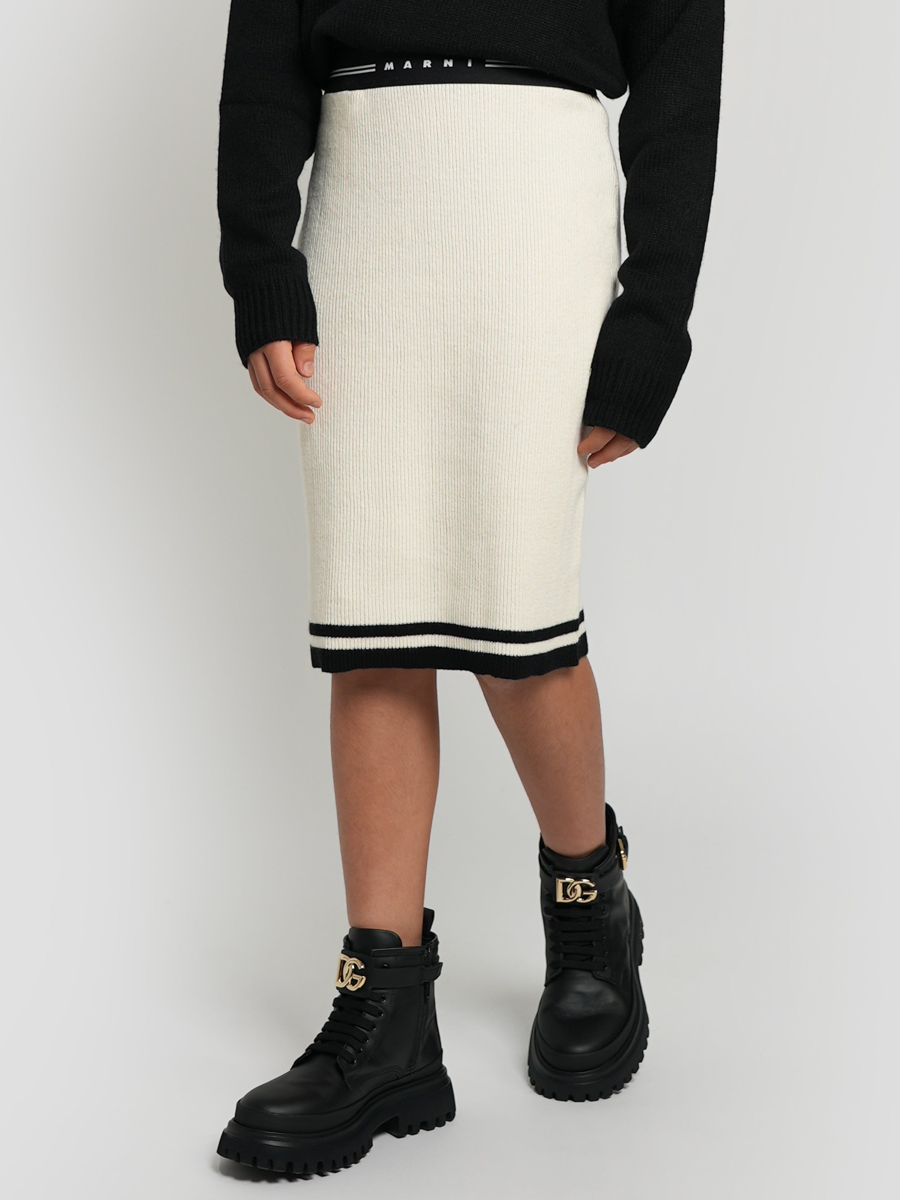 Girls Cashmere Skirt in Ivory