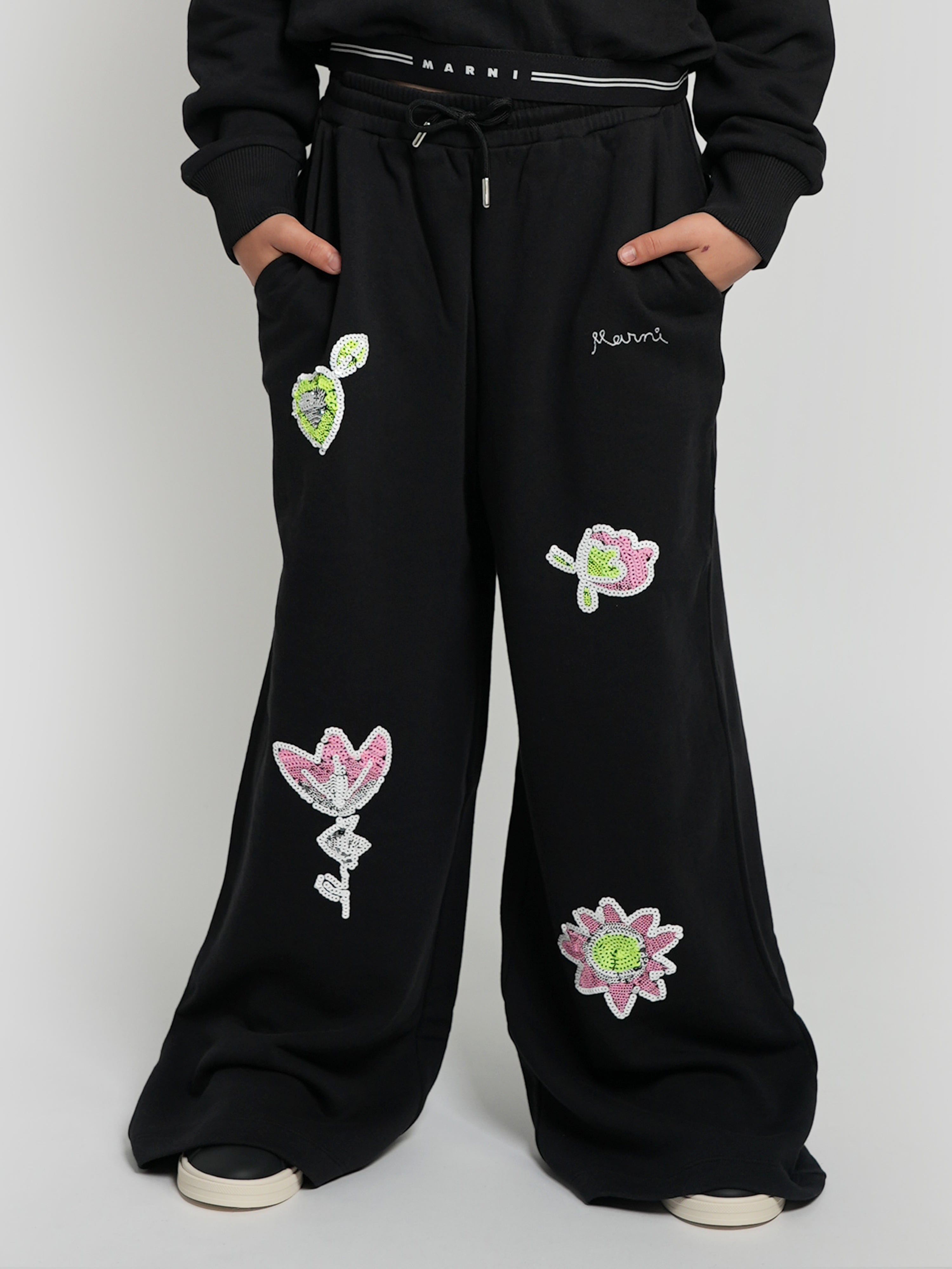 Girls Applique Trousers in Black