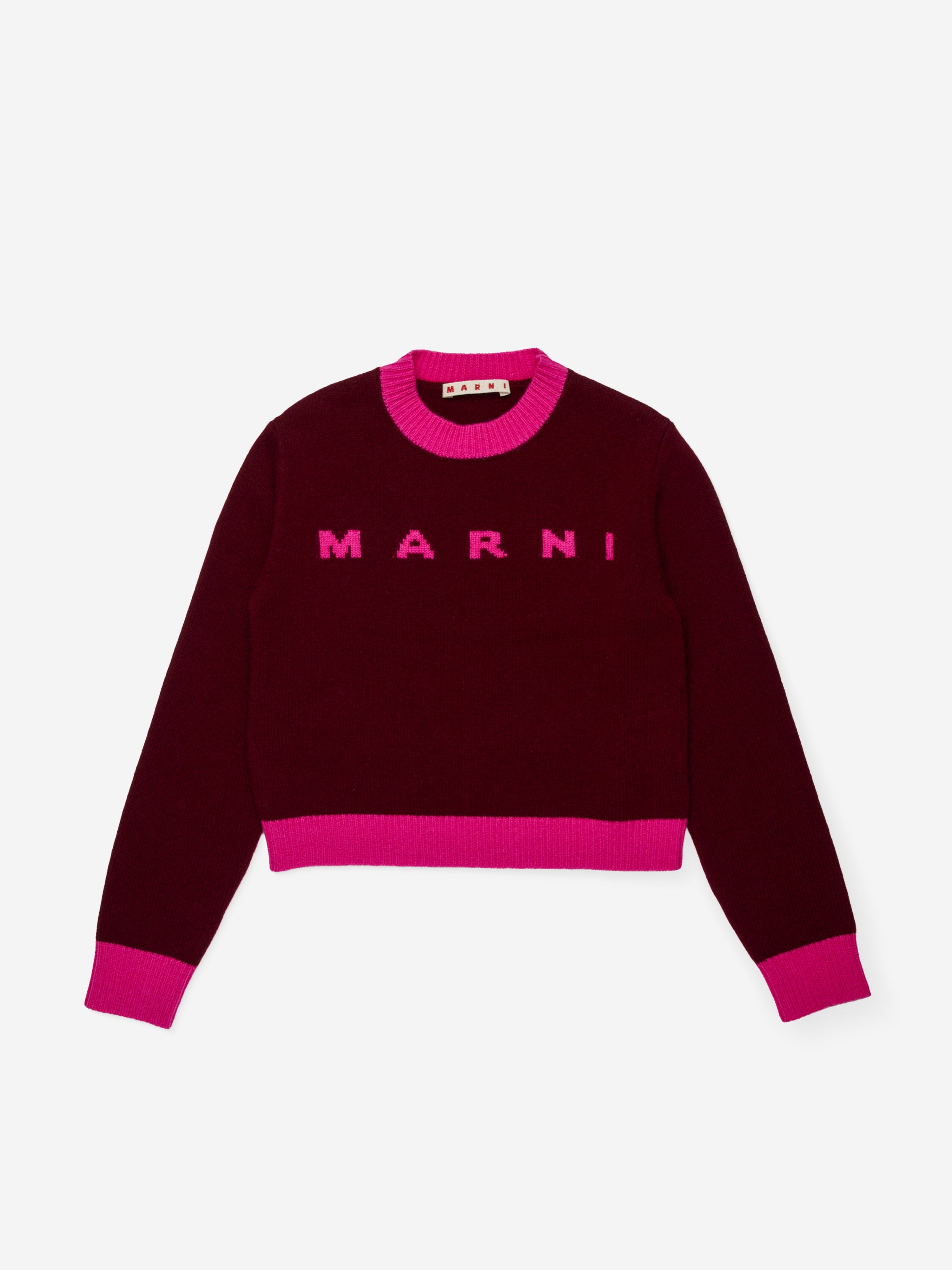 MARNI Girls Cashmere Logo Jumper in Red