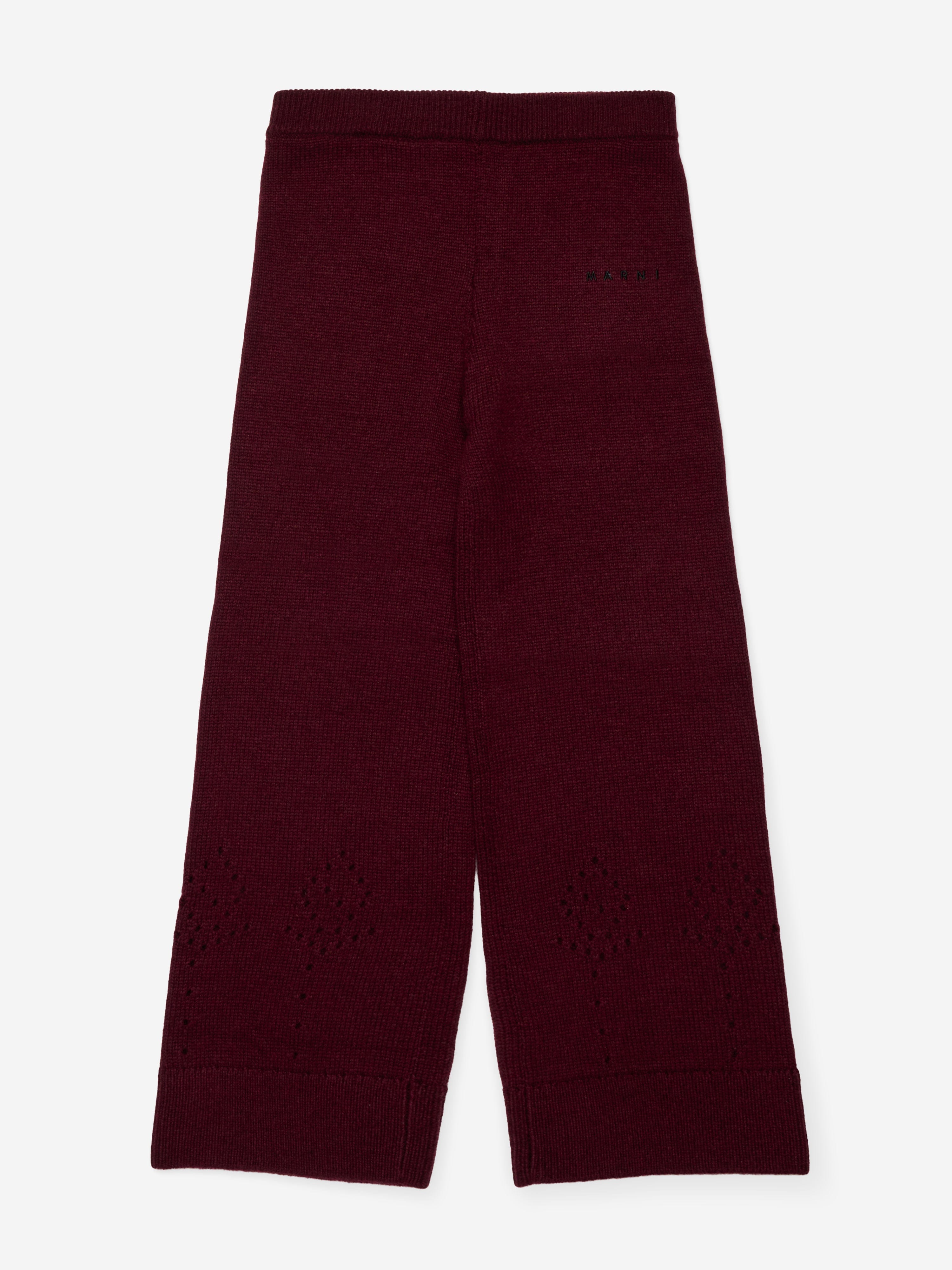 MARNI Girls Wool Knit Trousers in Red