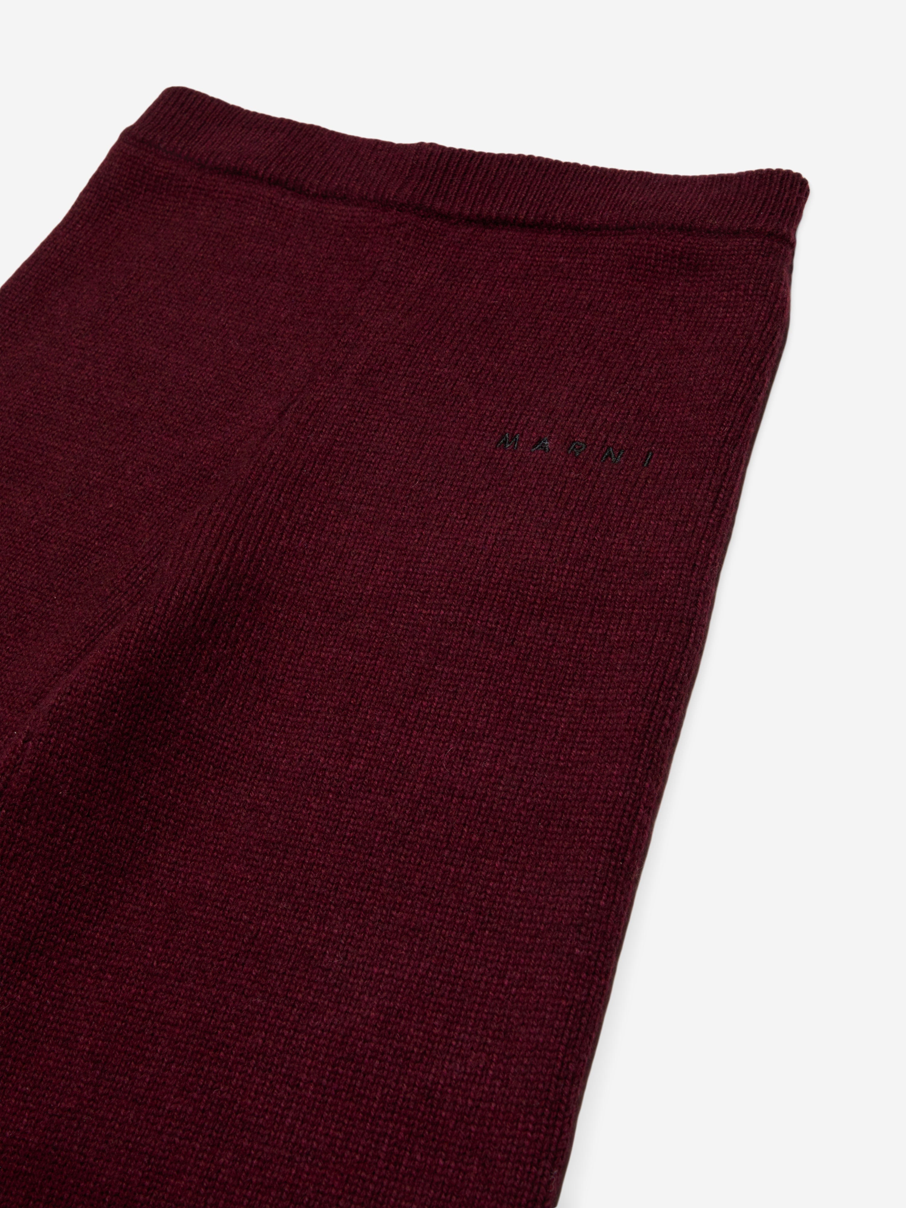 MARNI Girls Wool Knit Trousers in Red