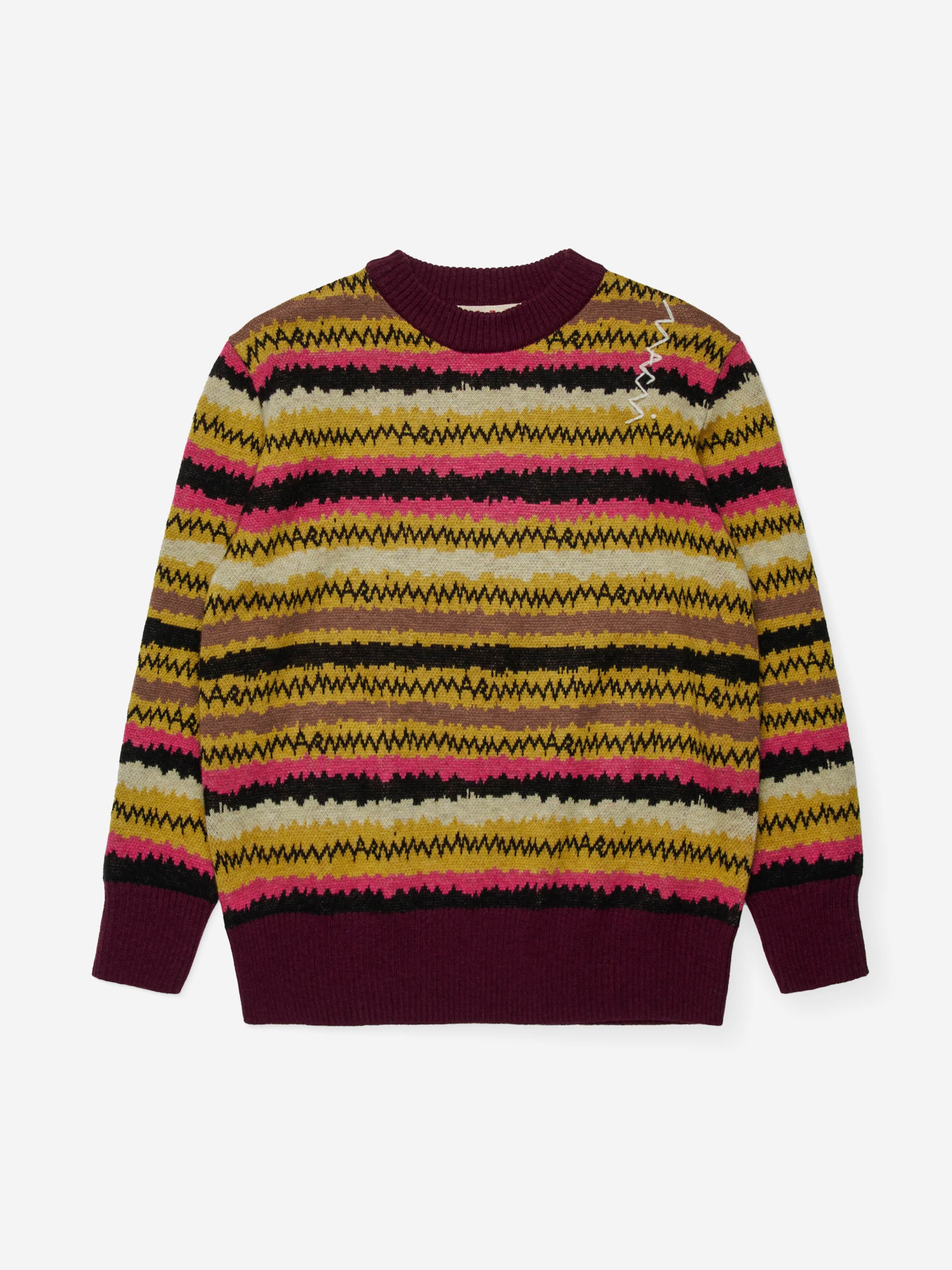 MARNI Girls Striped Wool Knit Jumper in Multicolour