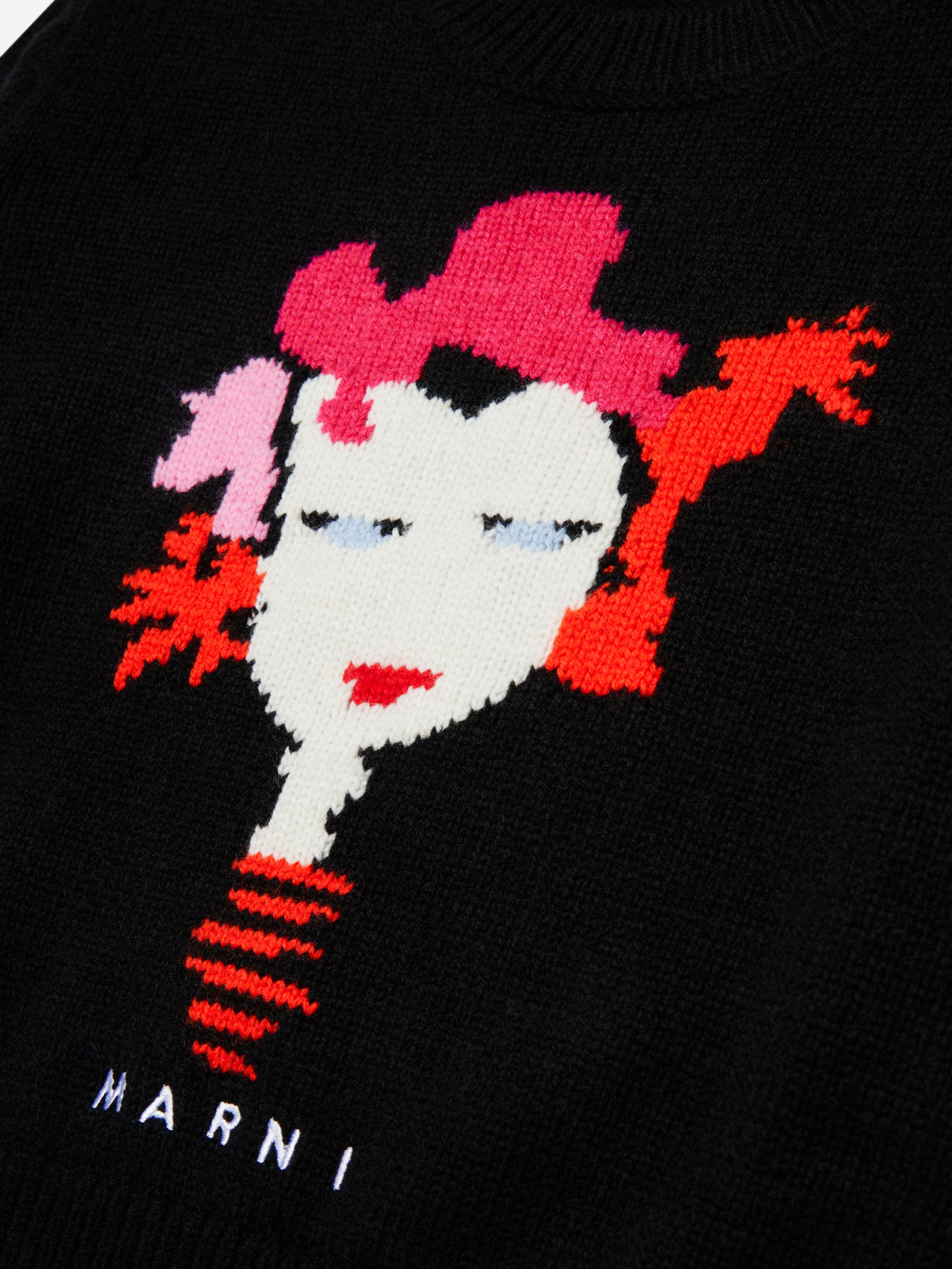 MARNI Girls Wool Rock Doll Jumper in Black