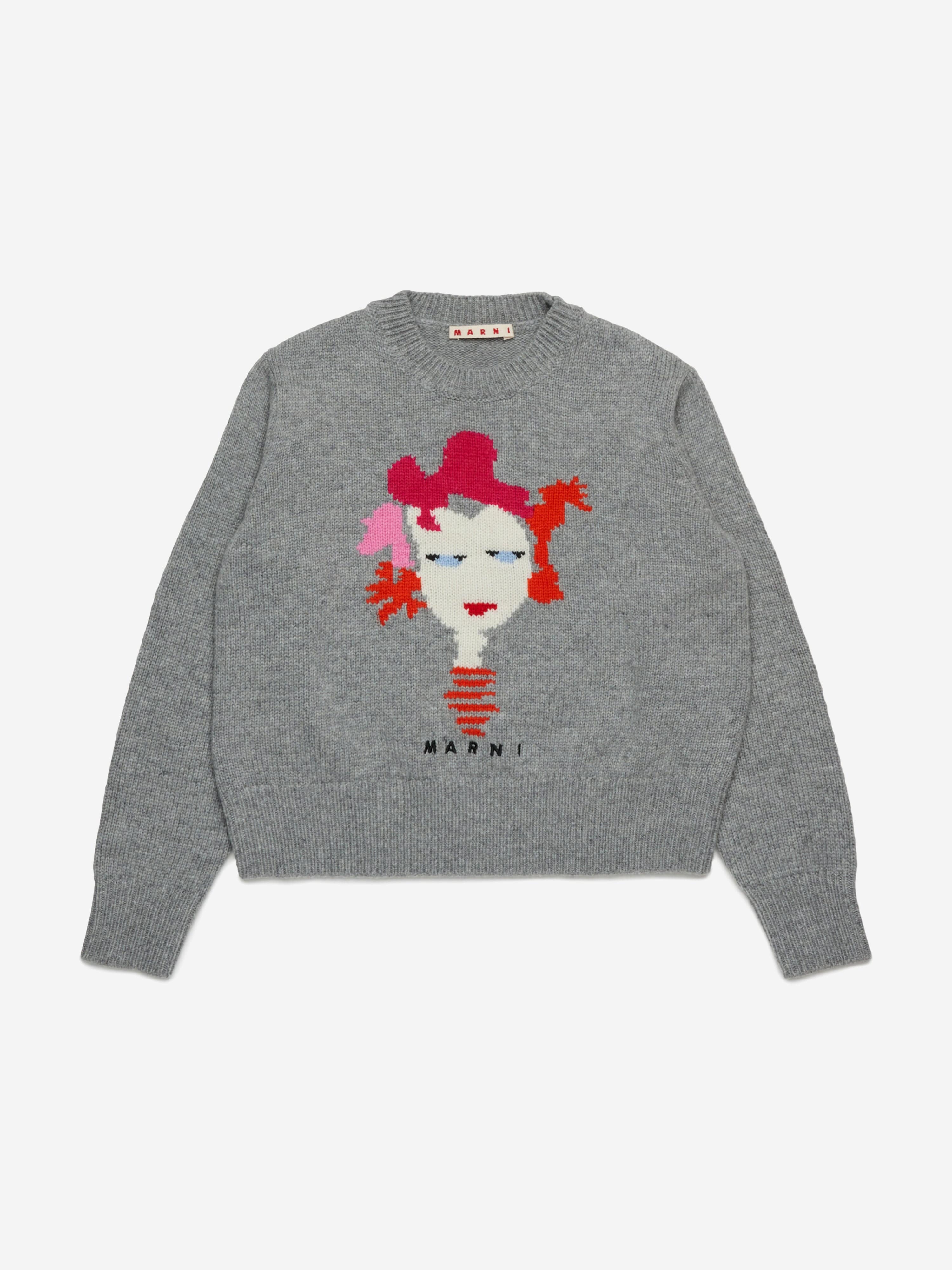 MARNI Girls Wool Rock Doll Jumper in Grey