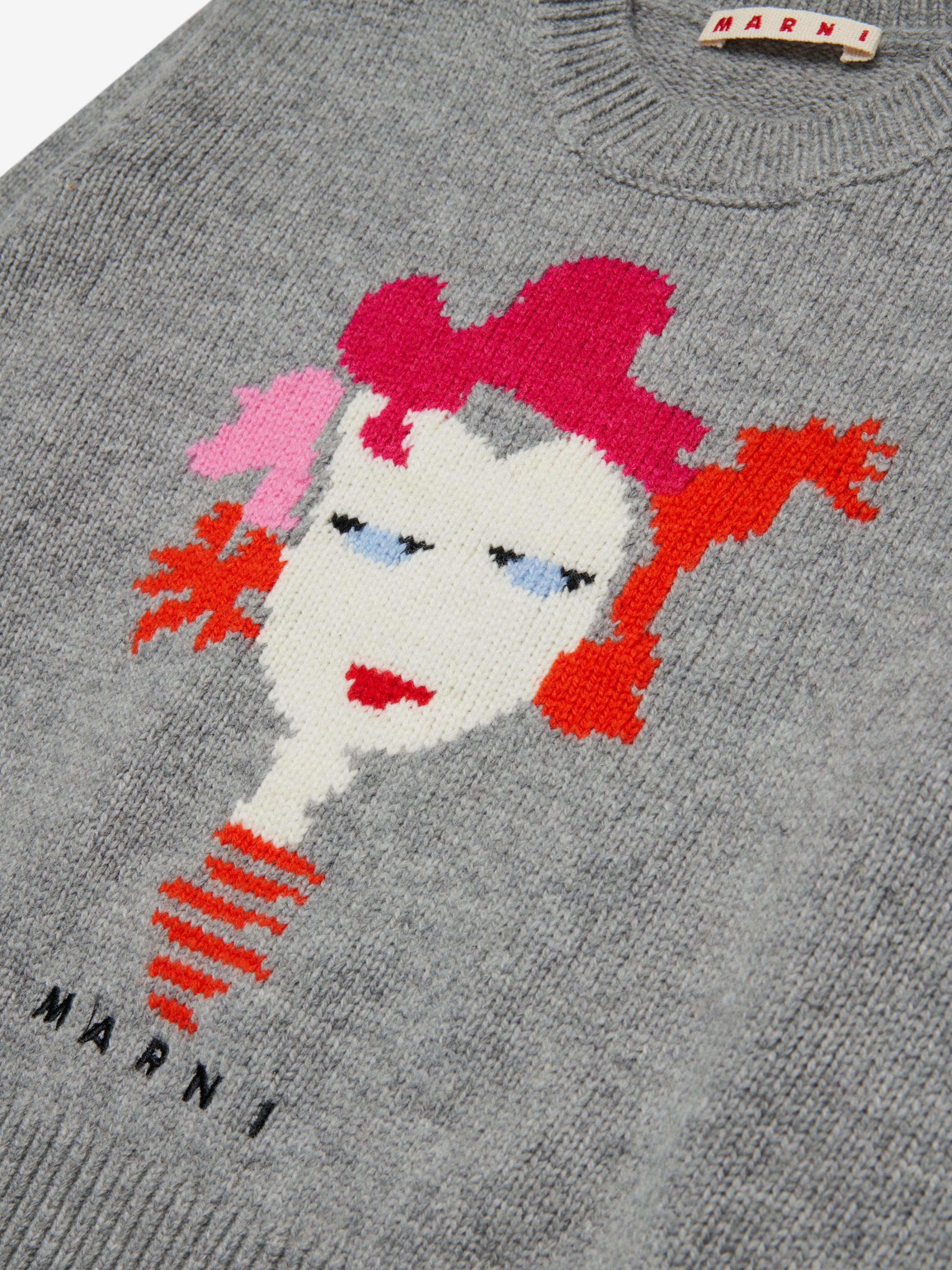MARNI Girls Wool Rock Doll Jumper in Grey