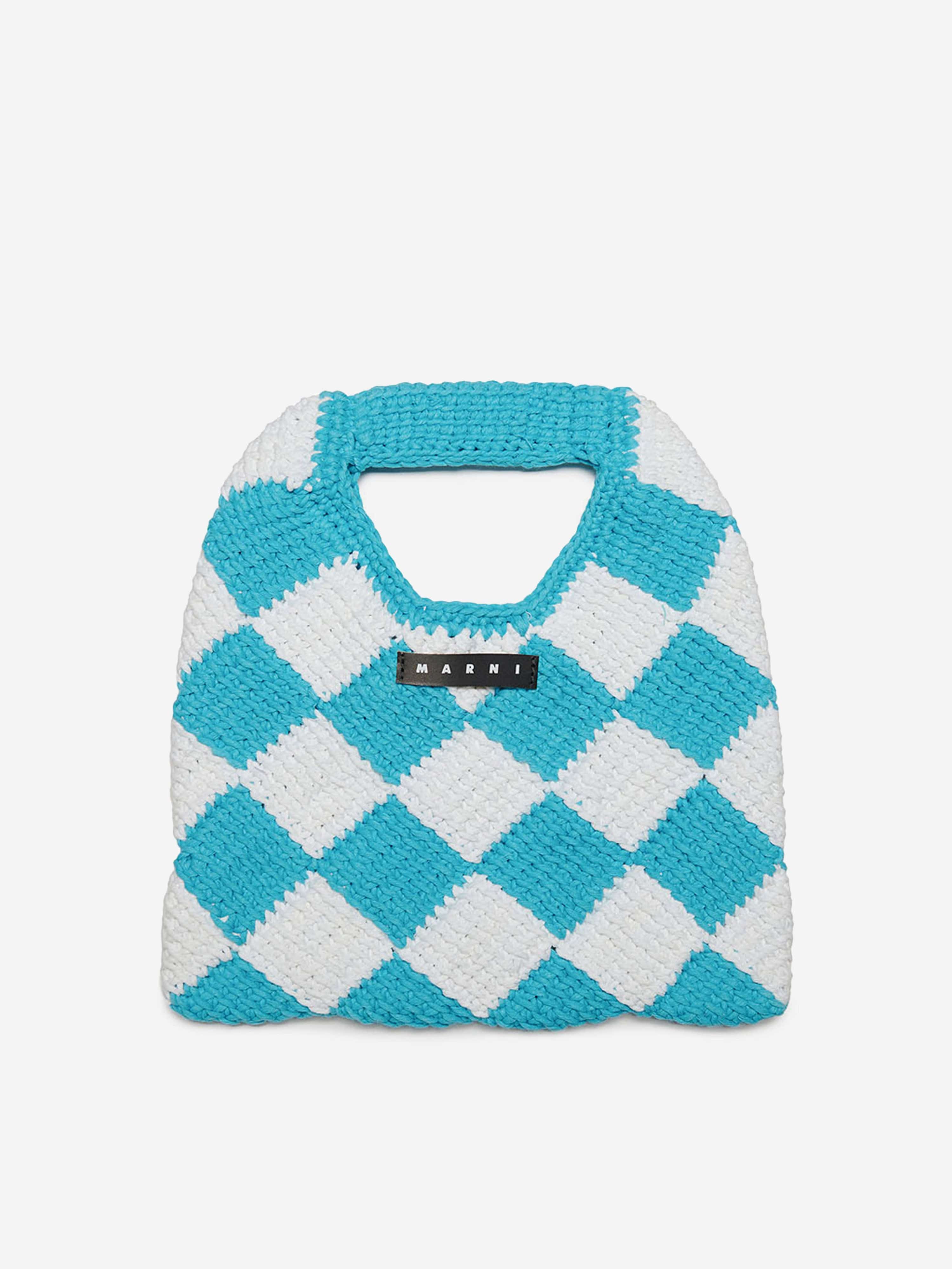 MARNI Girls Diamond Crochet Bag in Blue (25cm)