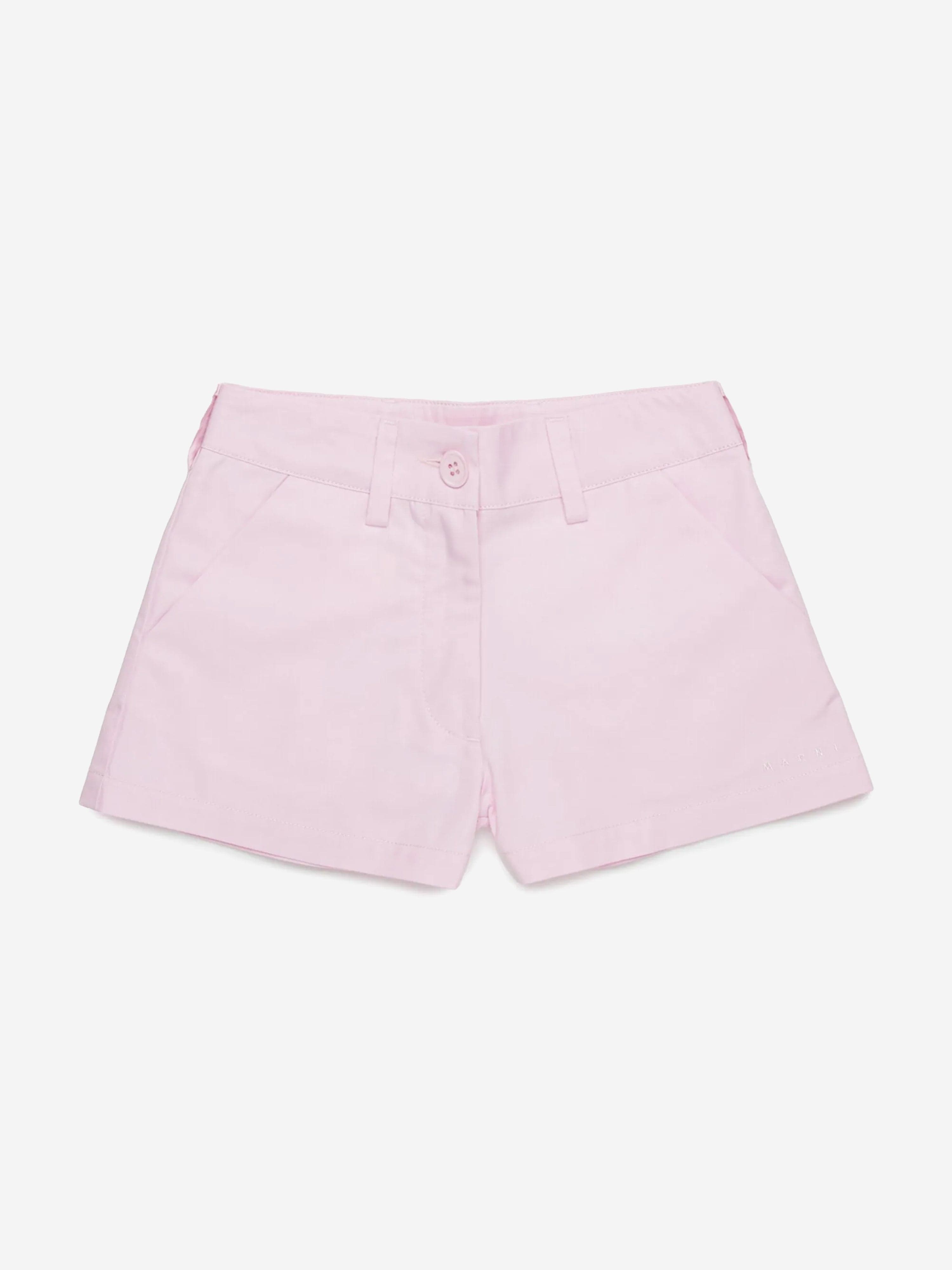 MARNI Girls Gabardine Shorts in Pink