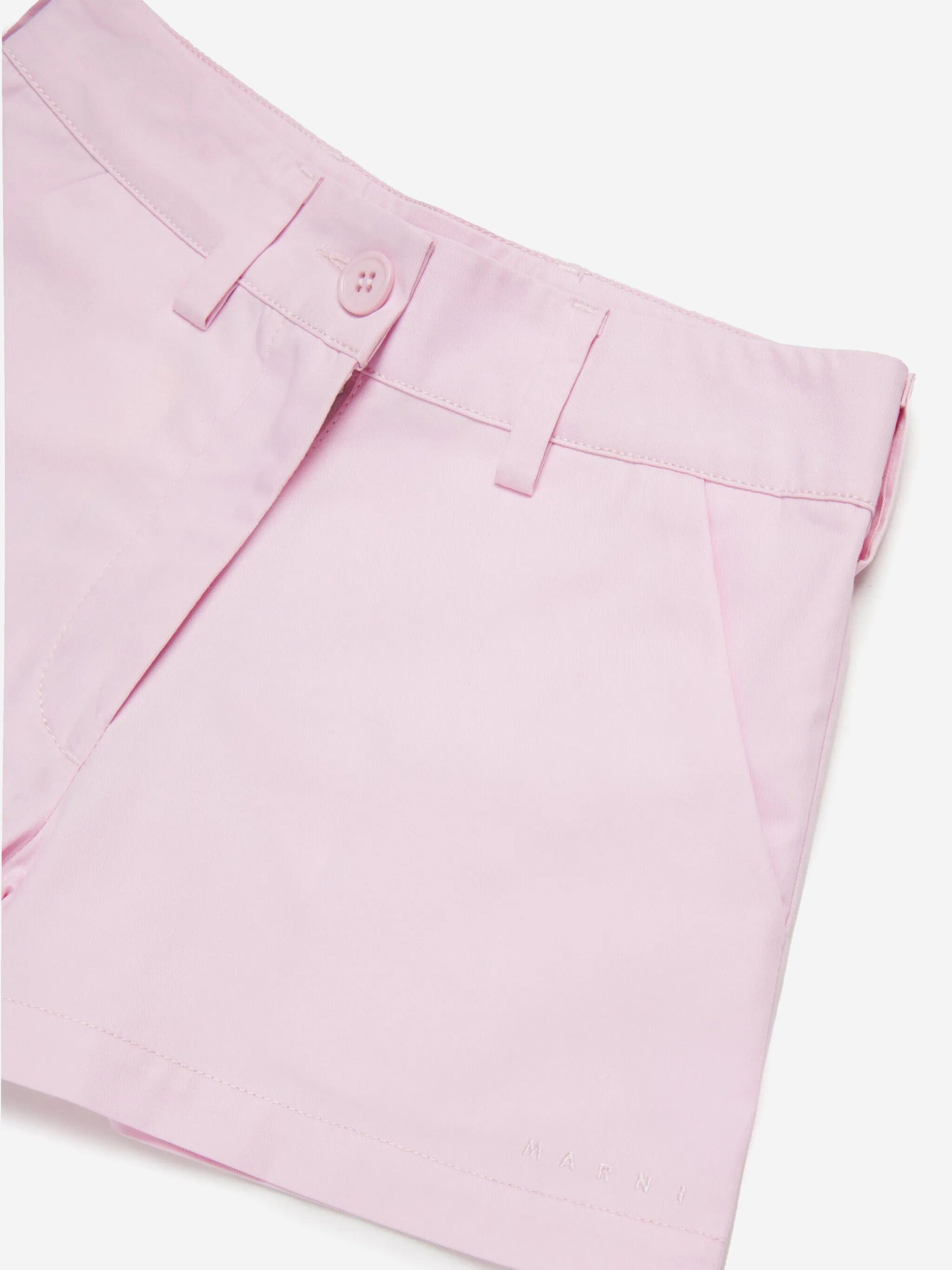 MARNI Girls Gabardine Shorts in Pink